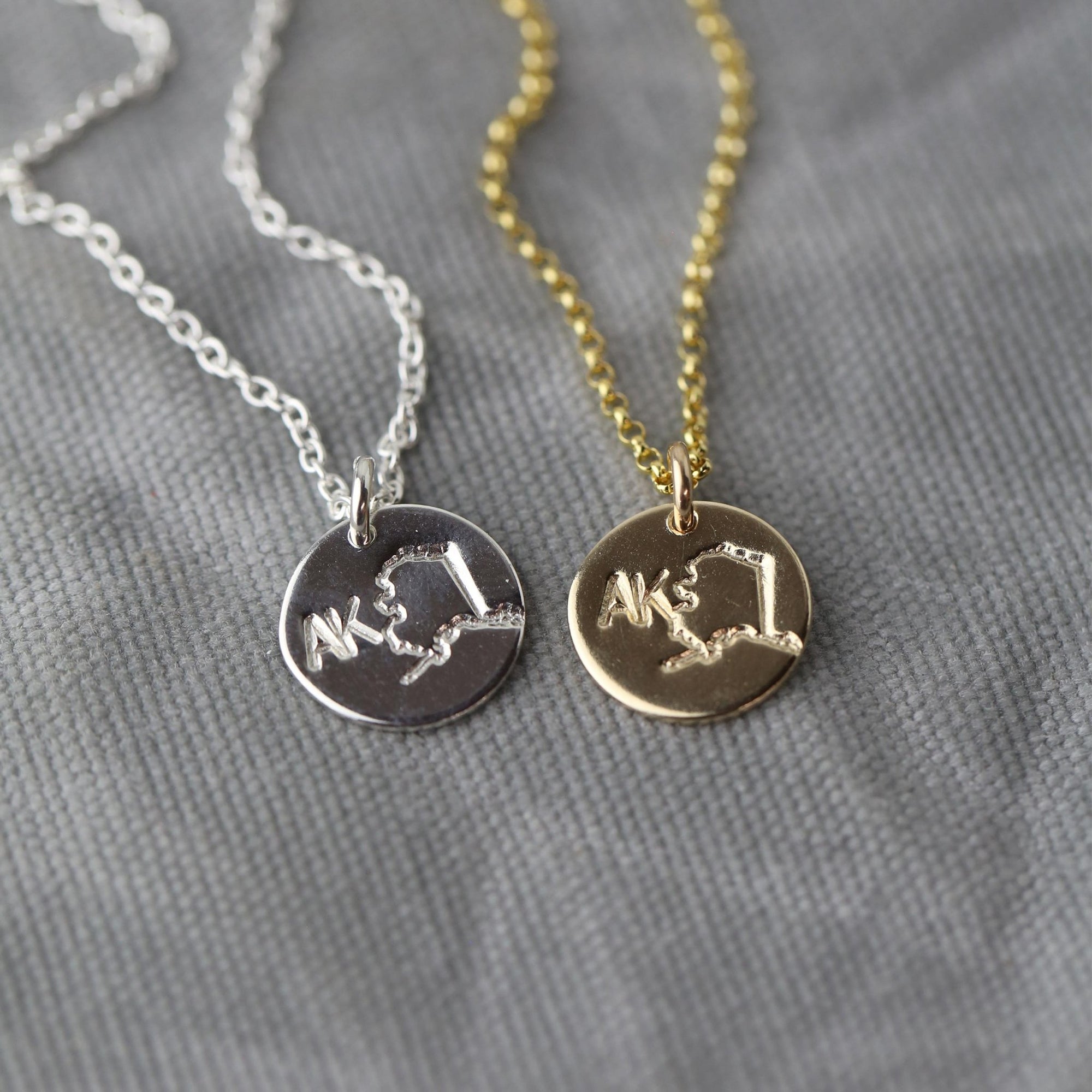 Alaska State AK Necklace jewelry handmade by Burnish