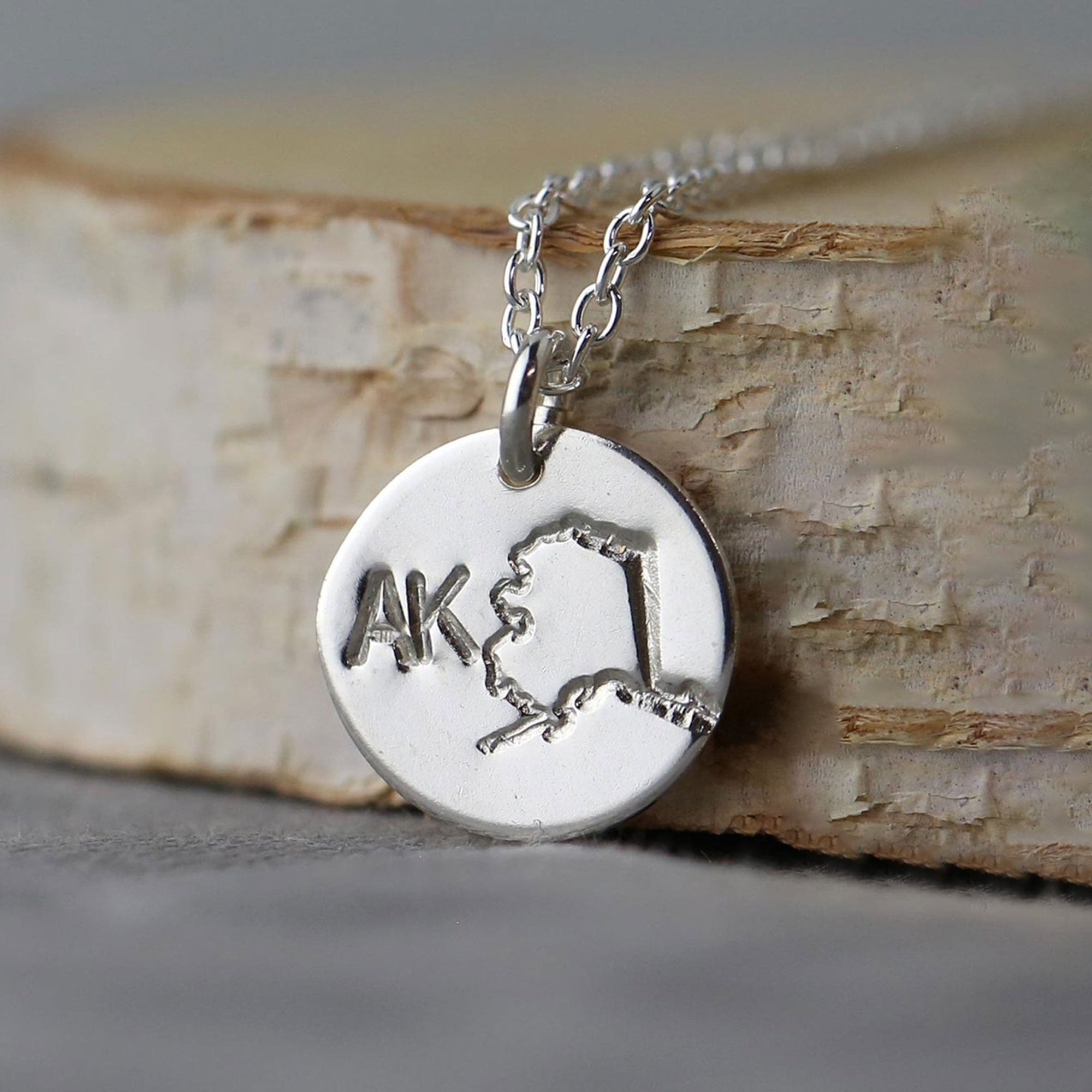 Alaska State AK Necklace jewelry handmade by Burnish