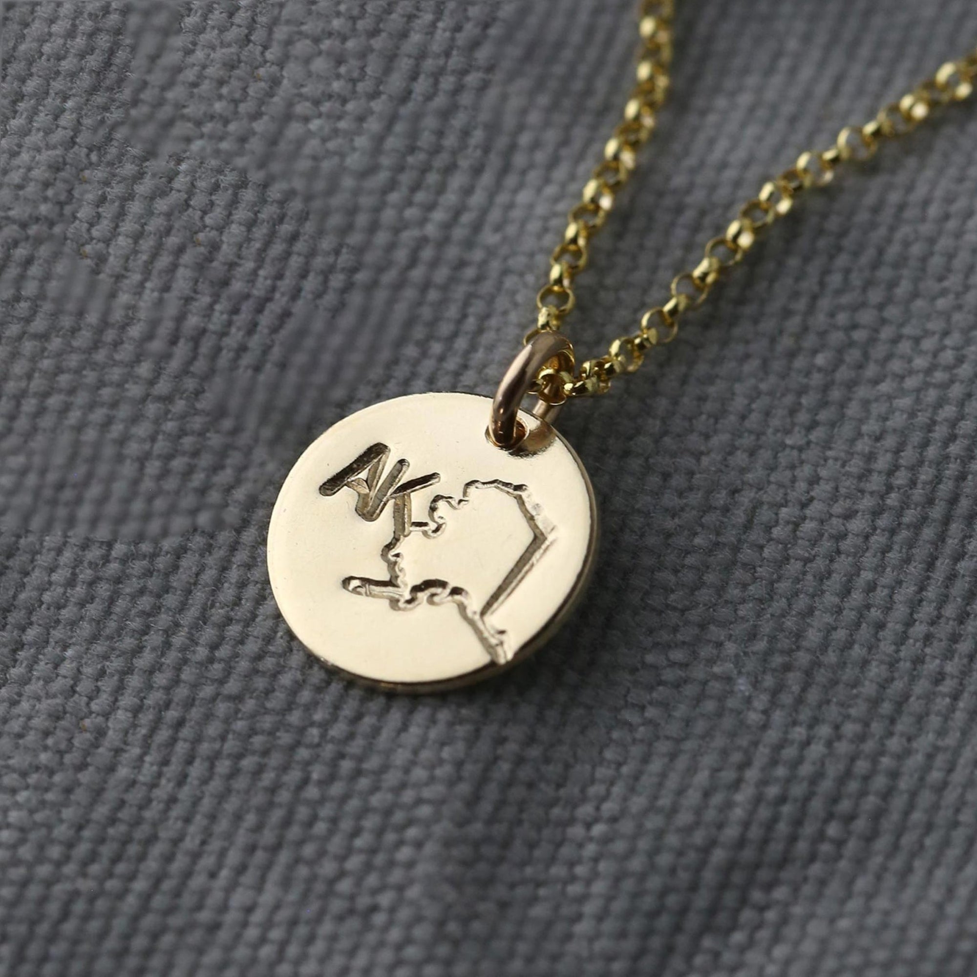 Alaska State AK Necklace jewelry handmade by Burnish