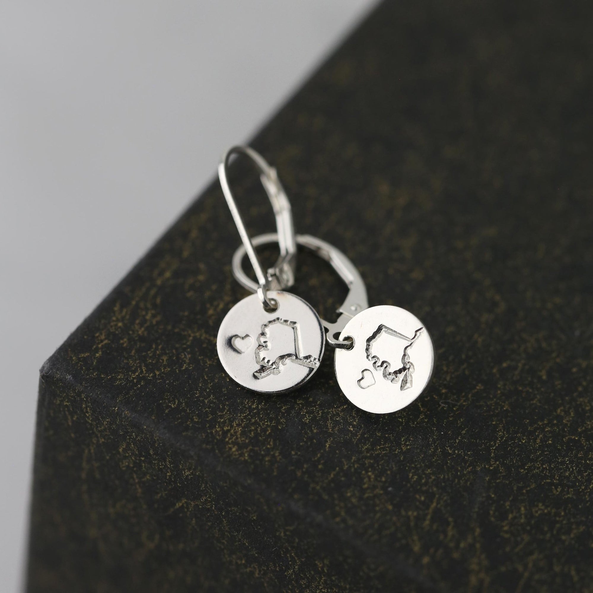 Alaska State Love Earrings jewelry handmade by Burnish