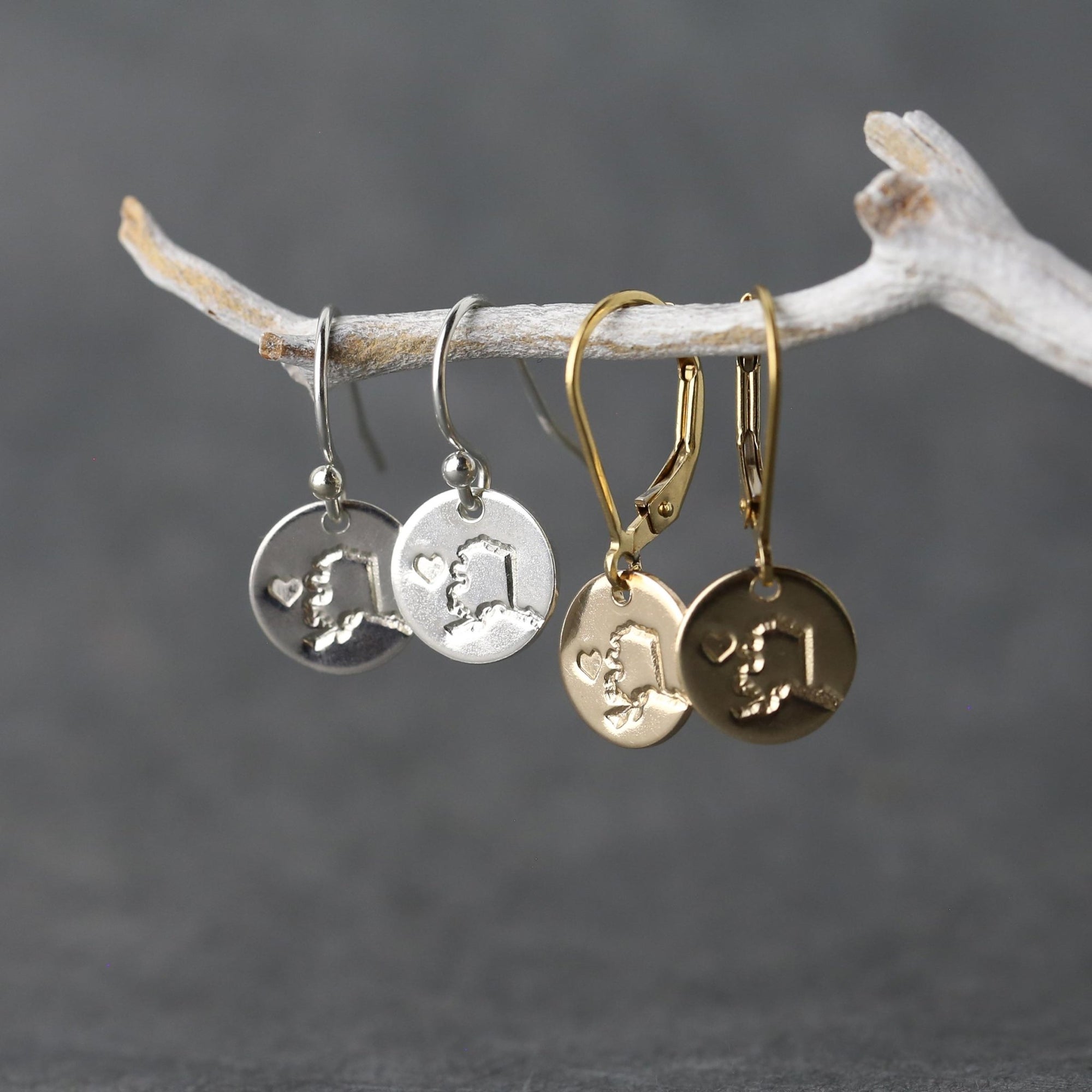 Alaska State Love Earrings jewelry handmade by Burnish