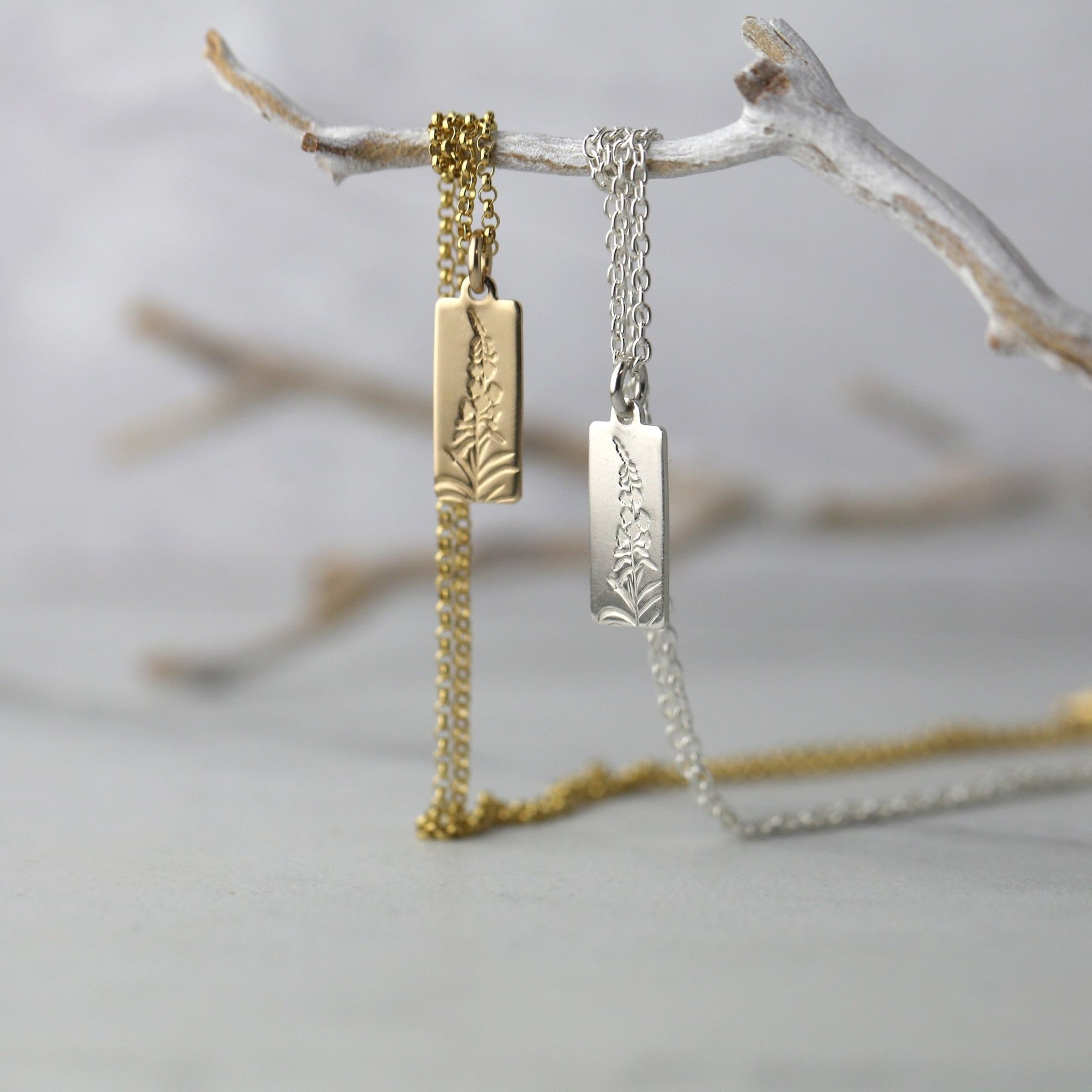 Alaskan Fireweed Necklace jewelry handmade by Burnish