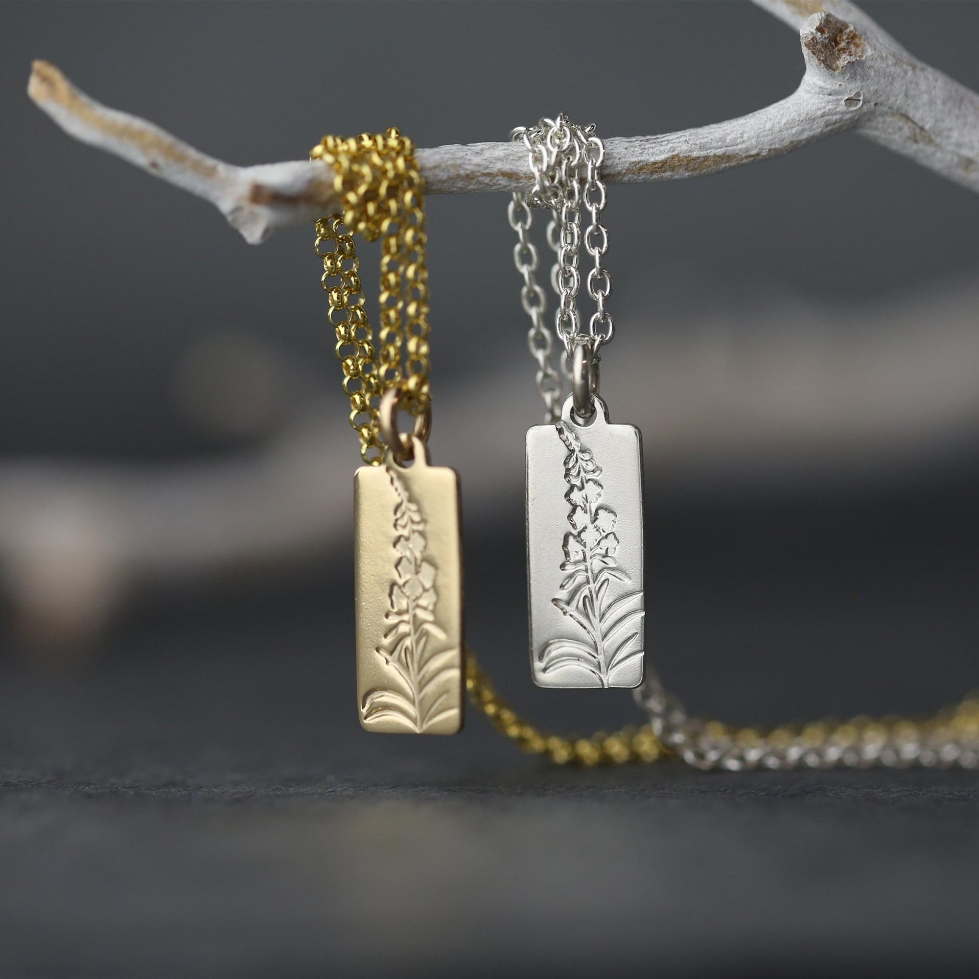 Alaskan Fireweed Necklace jewelry handmade by Burnish