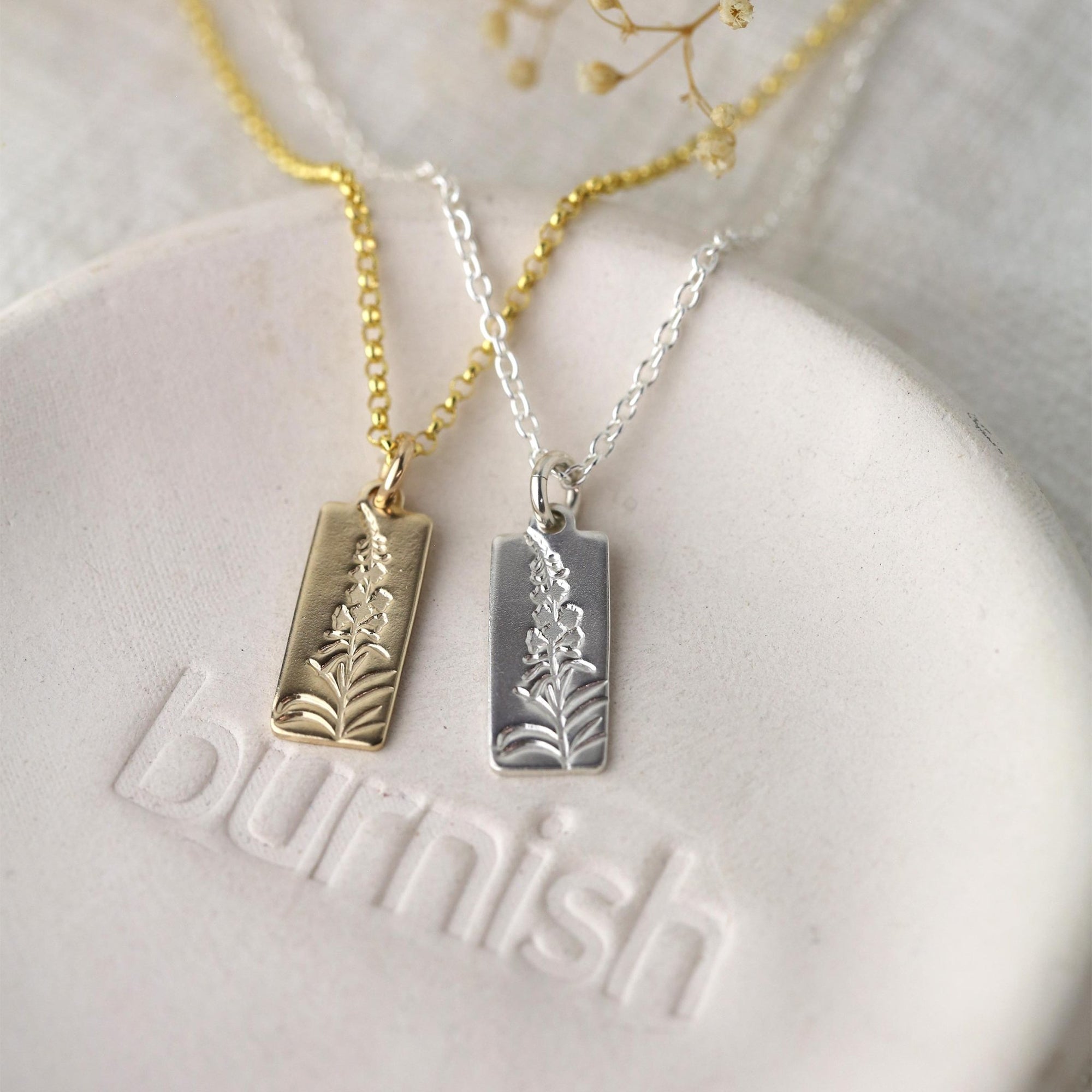 Alaskan Fireweed Necklace jewelry handmade by Burnish