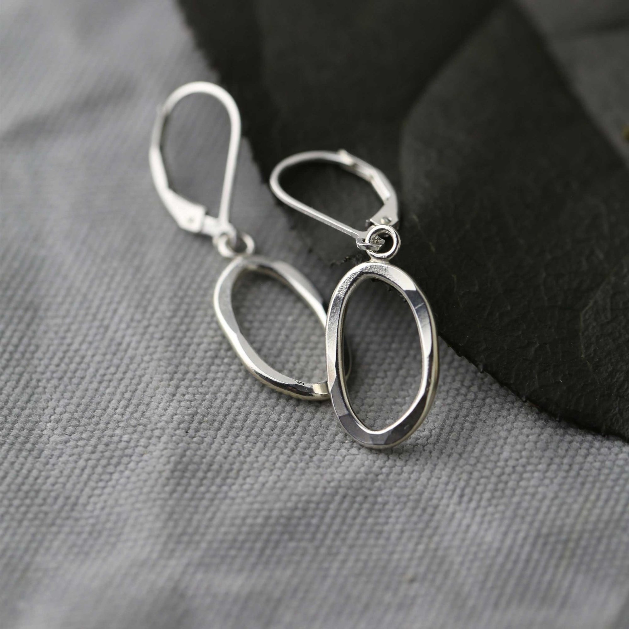 Artisan Sterling Silver Oval Earrings jewelry handmade by Burnish