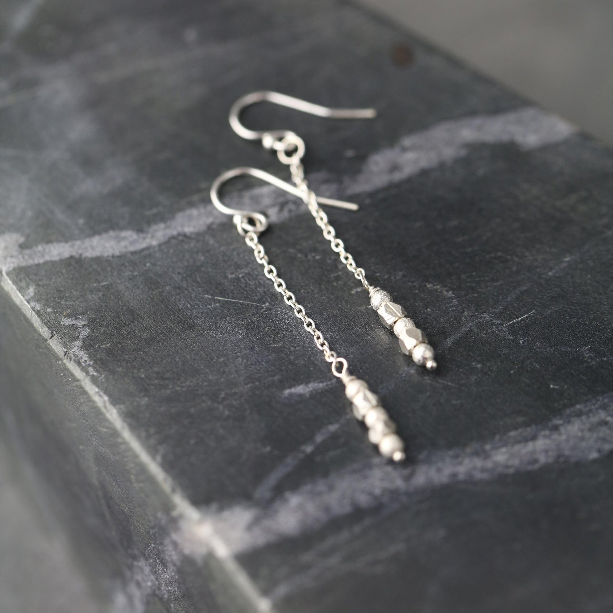Chain Drop Nugget Earrings jewelry handmade by Burnish