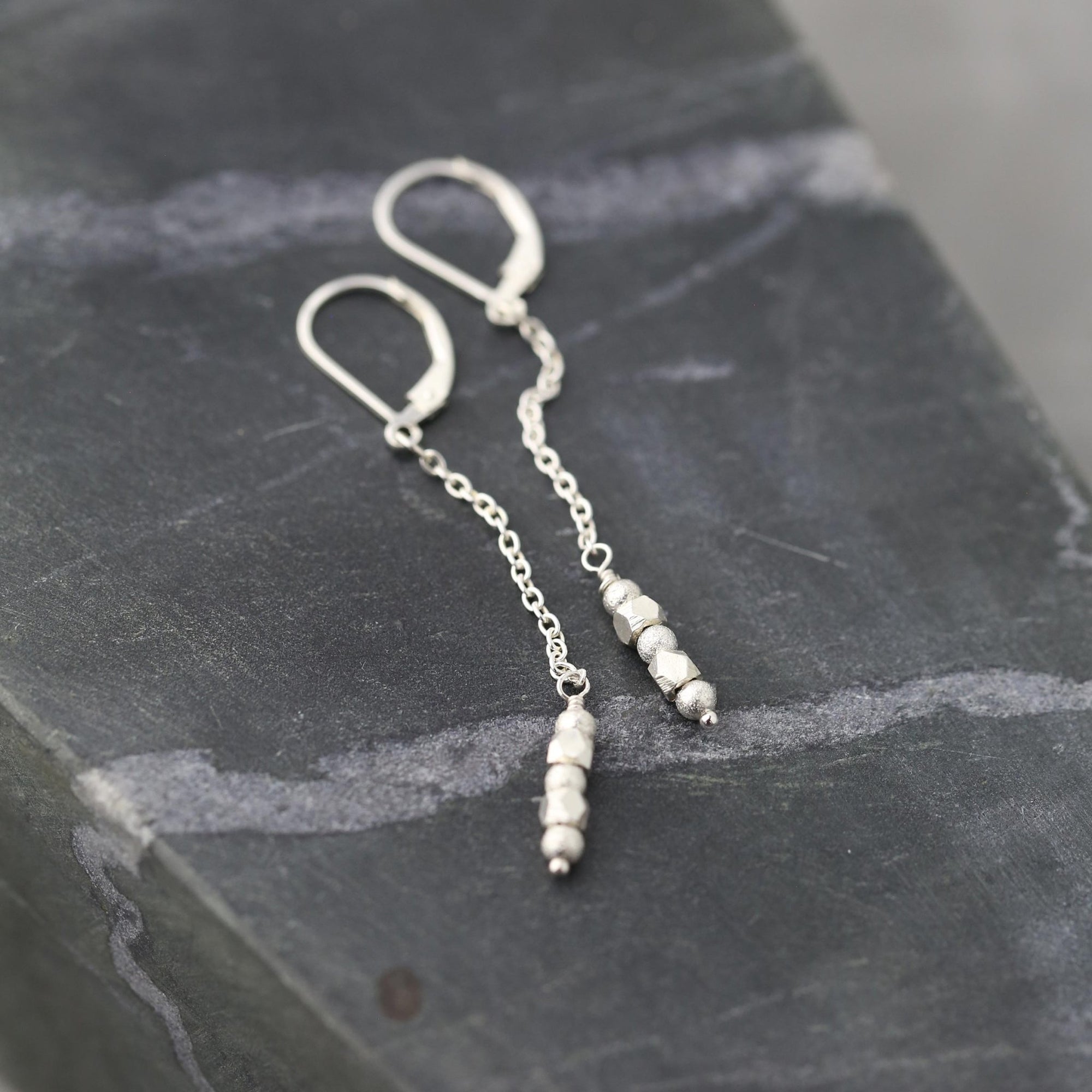 Chain Drop Nugget Earrings jewelry handmade by Burnish