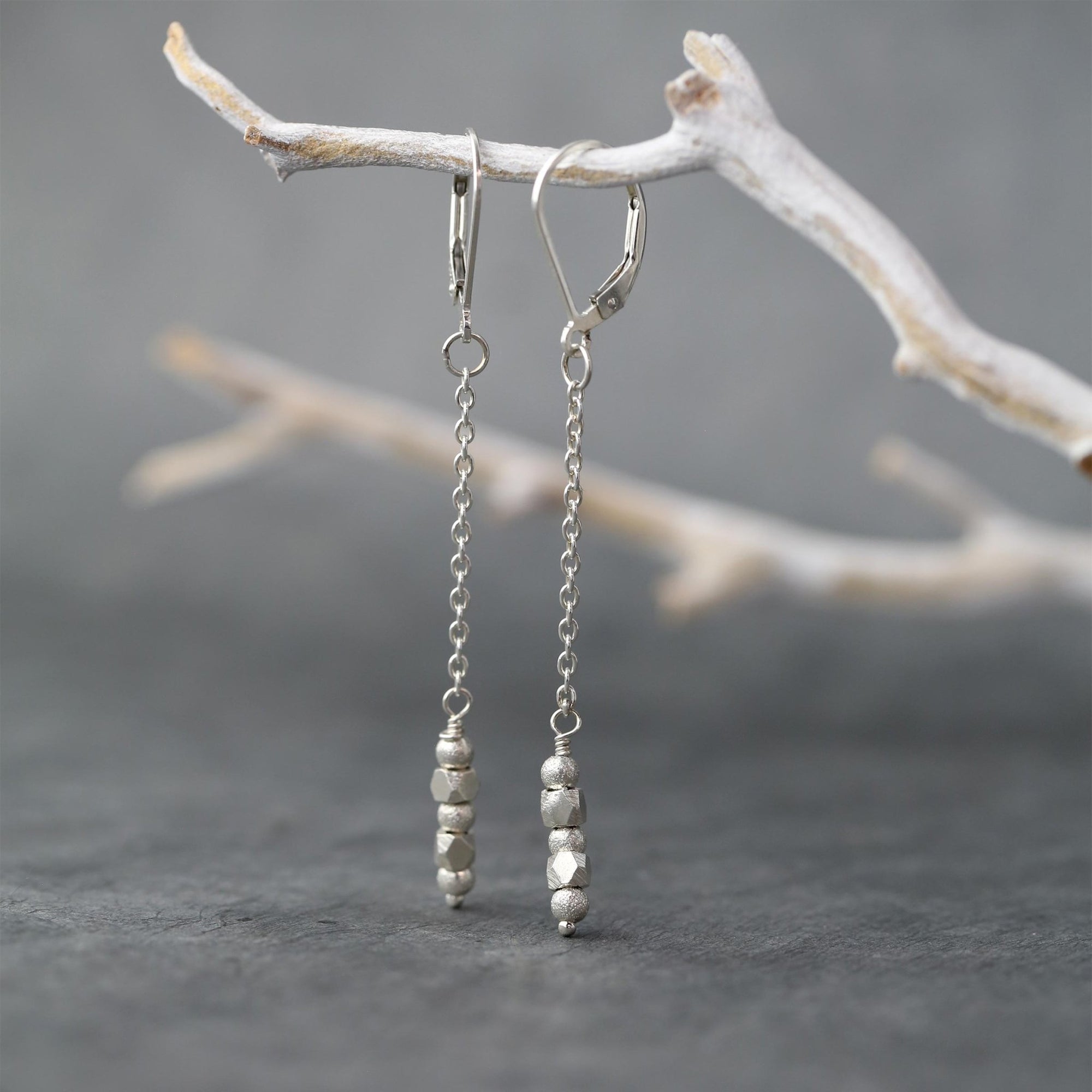 Chain Drop Nugget Earrings jewelry handmade by Burnish