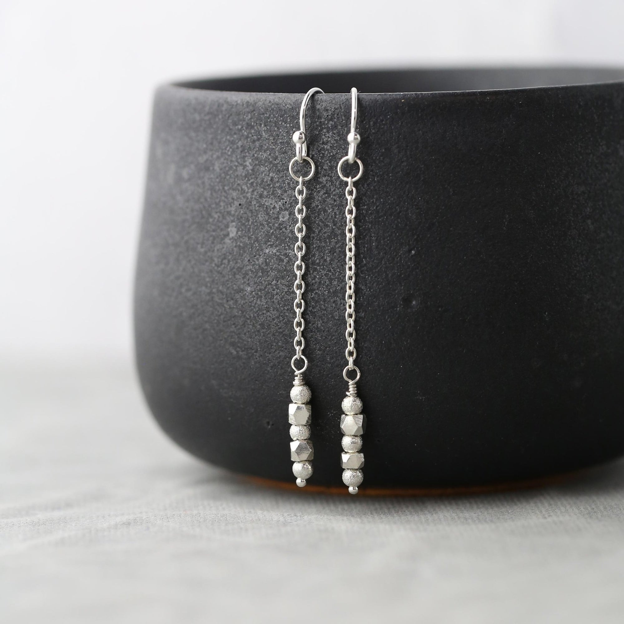 Chain Drop Nugget Earrings jewelry handmade by Burnish