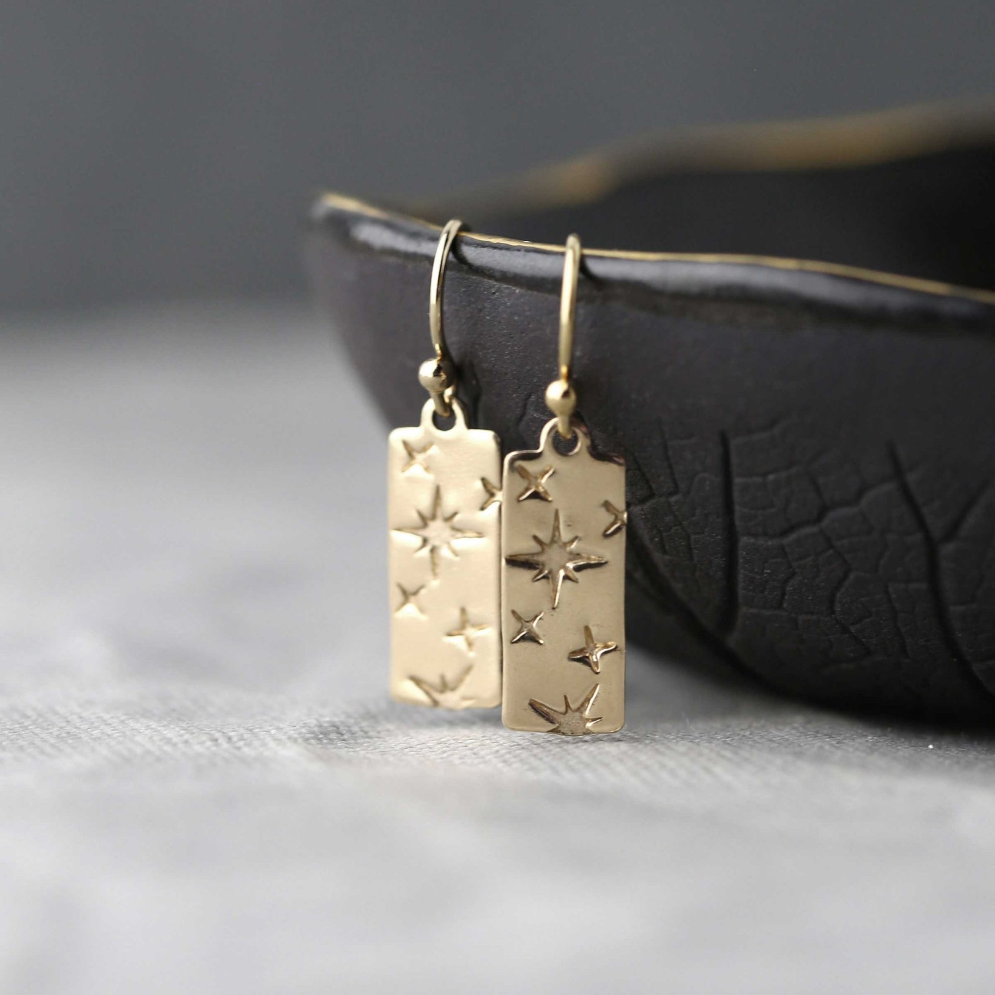 Dainty Gold Celestial Drop Earrings jewelry handmade by Burnish