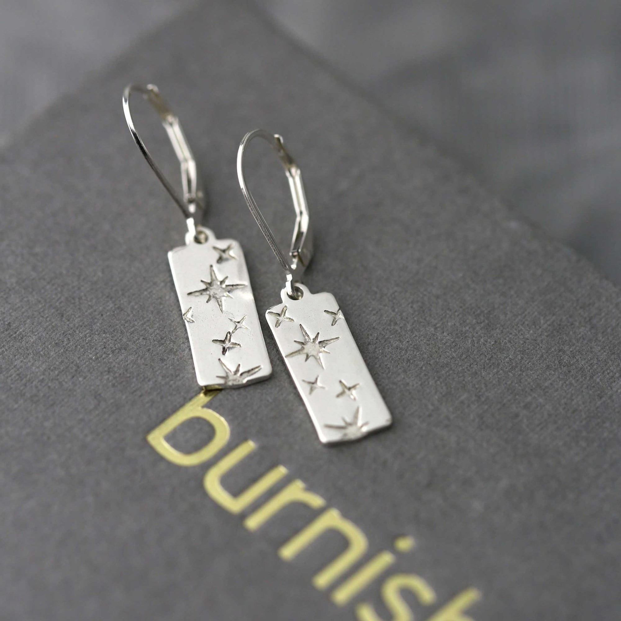 Dainty Silver Celestial Drop Earrings jewelry handmade by Burnish