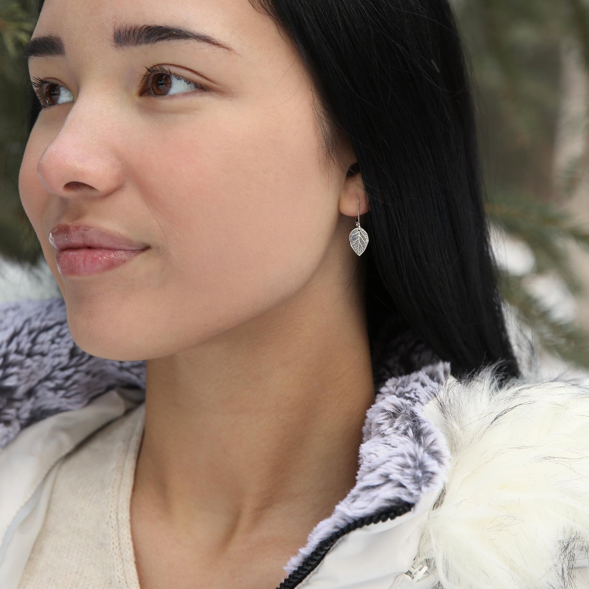 Delicate Silver Leaf Earrings jewelry handmade by Burnish