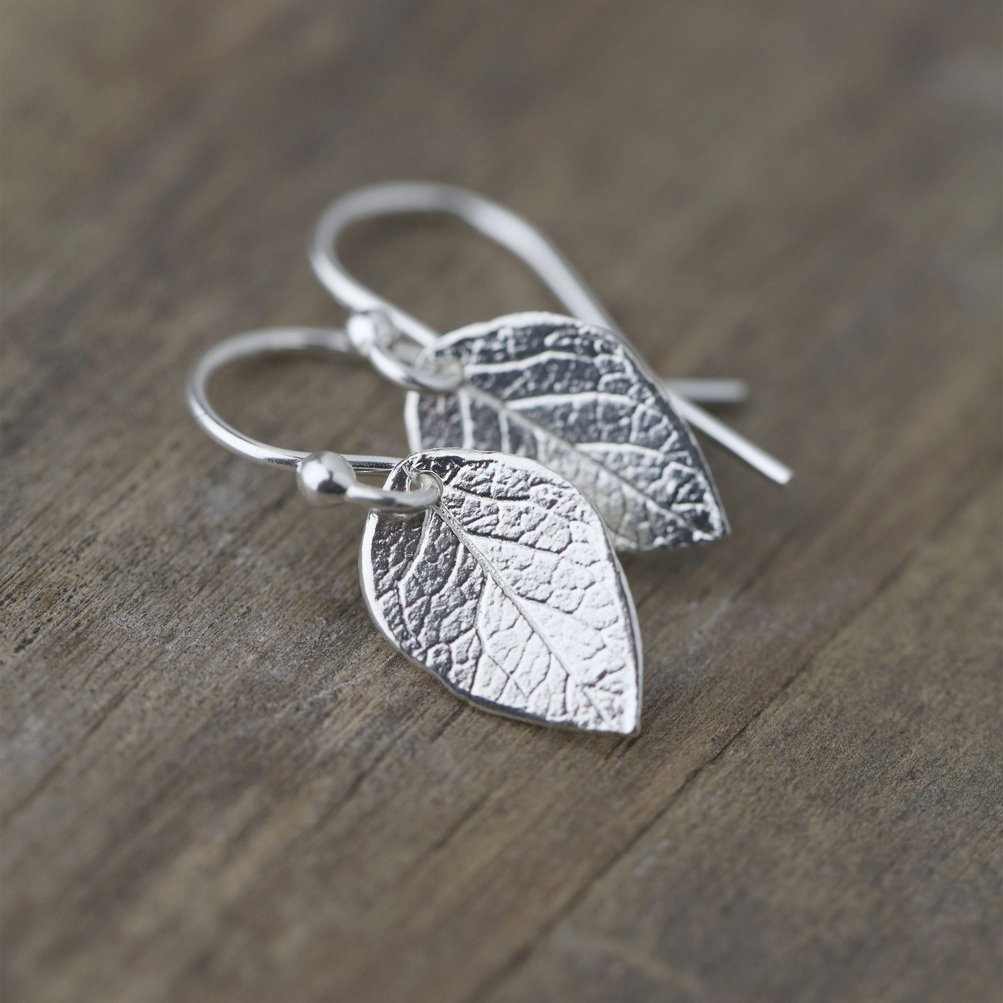 Delicate Silver Leaf Earrings jewelry handmade by Burnish