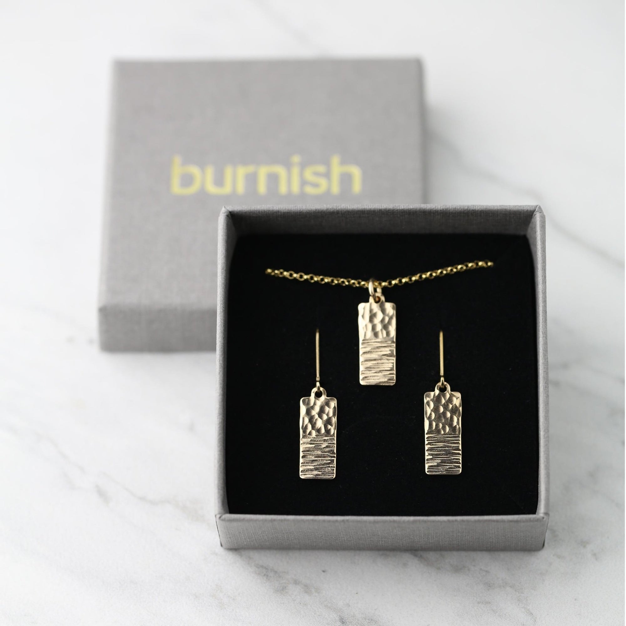 Duo Texture Gold Jewelry Set jewelry handmade by Burnish