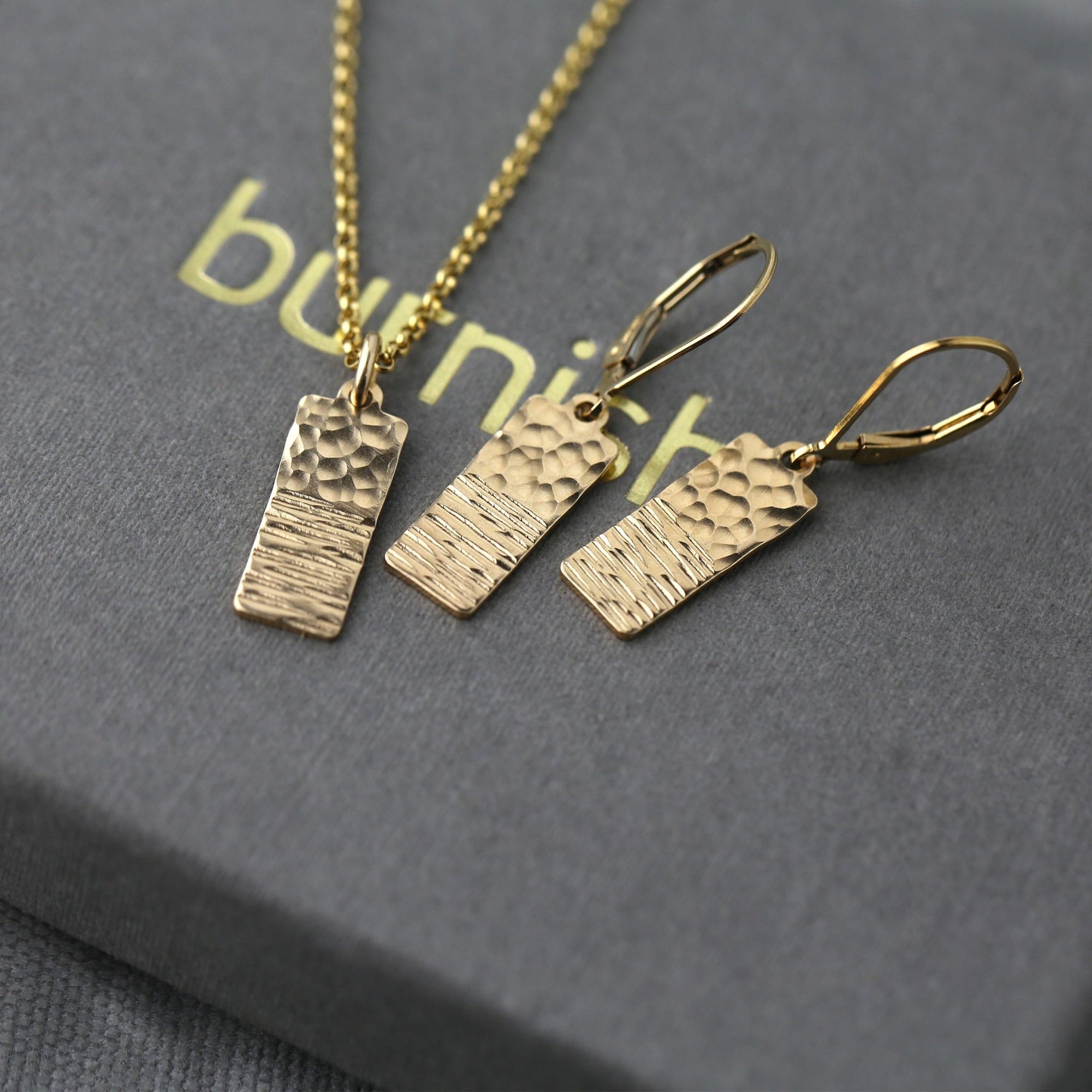 Duo Texture Gold Jewelry Set jewelry handmade by Burnish