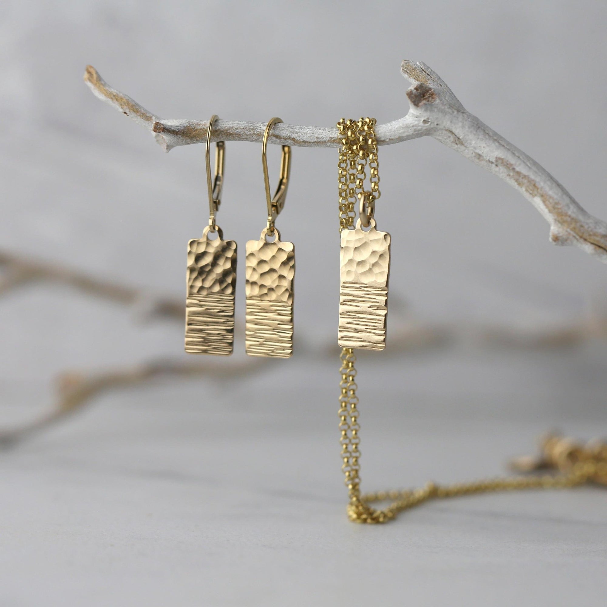 Duo Texture Gold Jewelry Set jewelry handmade by Burnish