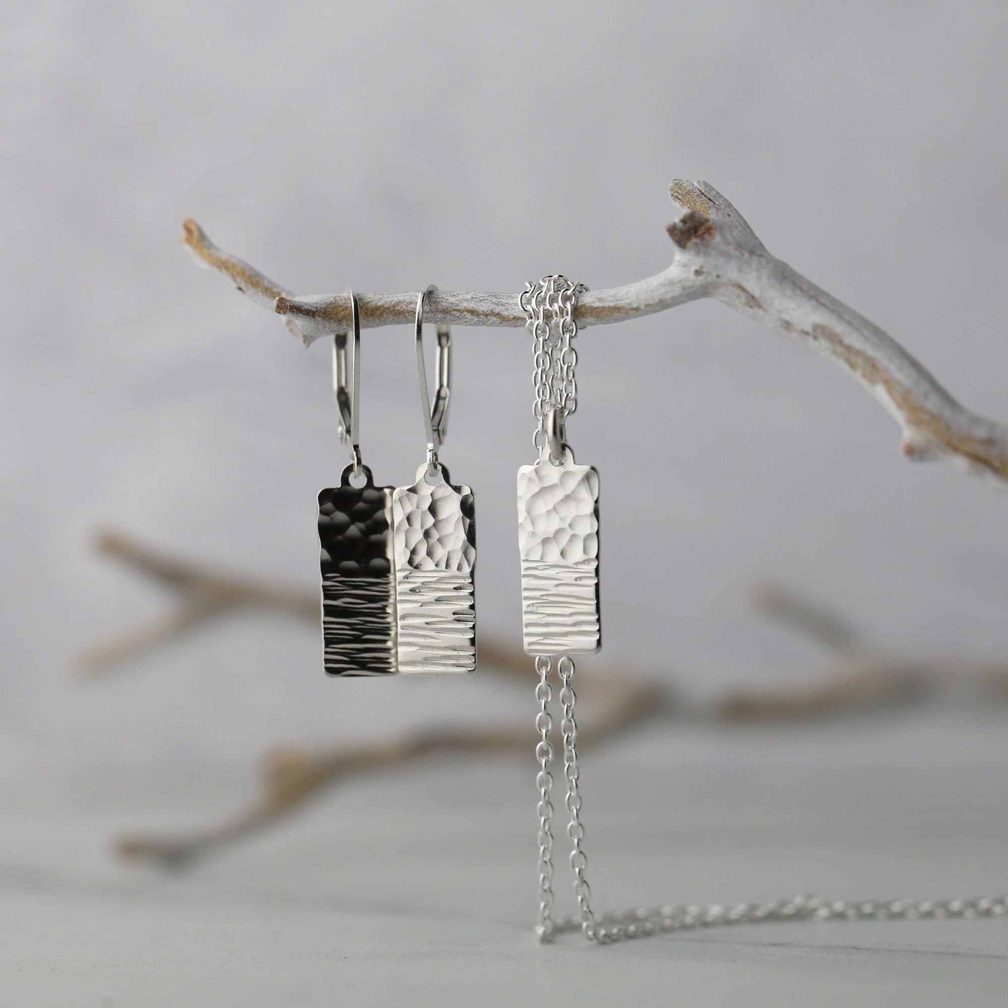 Duo Texture Silver Jewelry Set jewelry handmade by Burnish