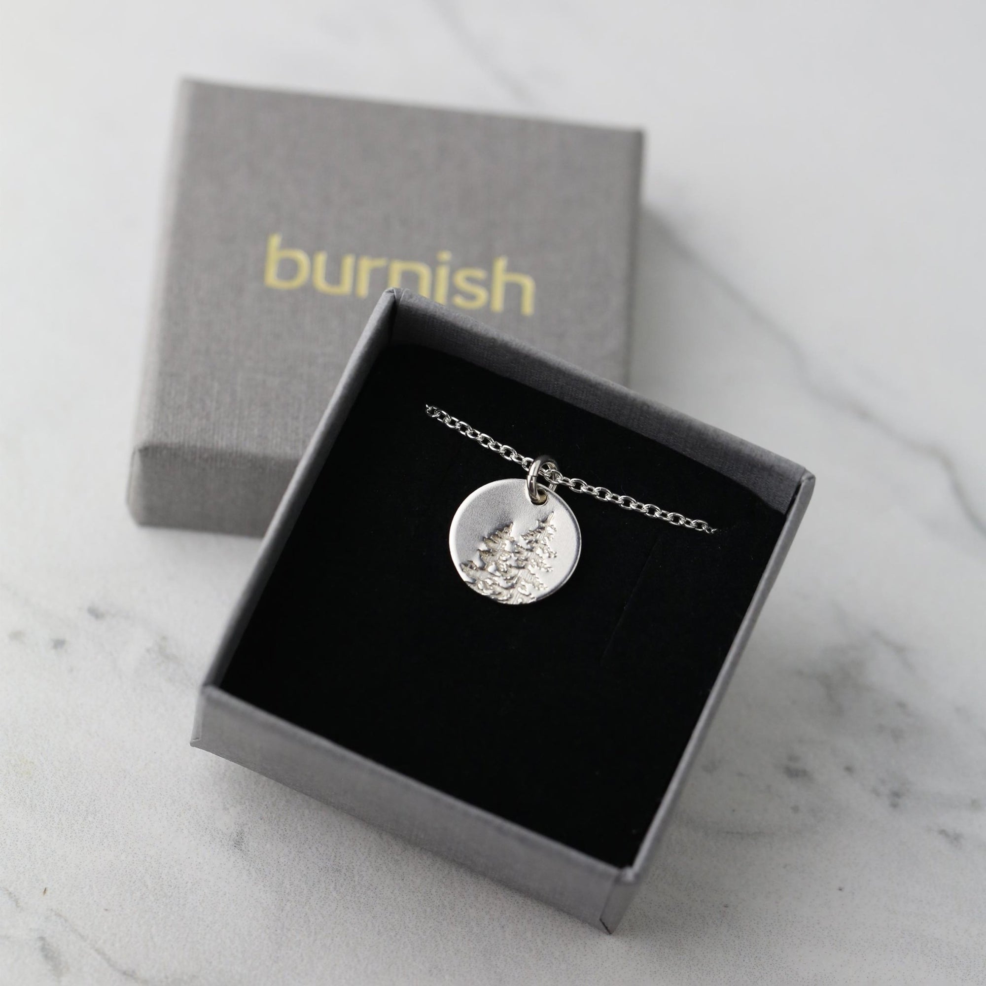 Evergreen Trees Forest Necklace jewelry handmade by Burnish