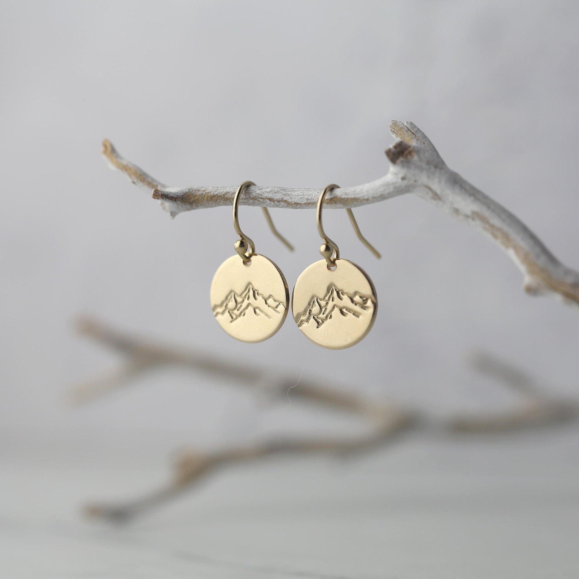 Gold Detailed Mountain Earrings jewelry handmade by Burnish