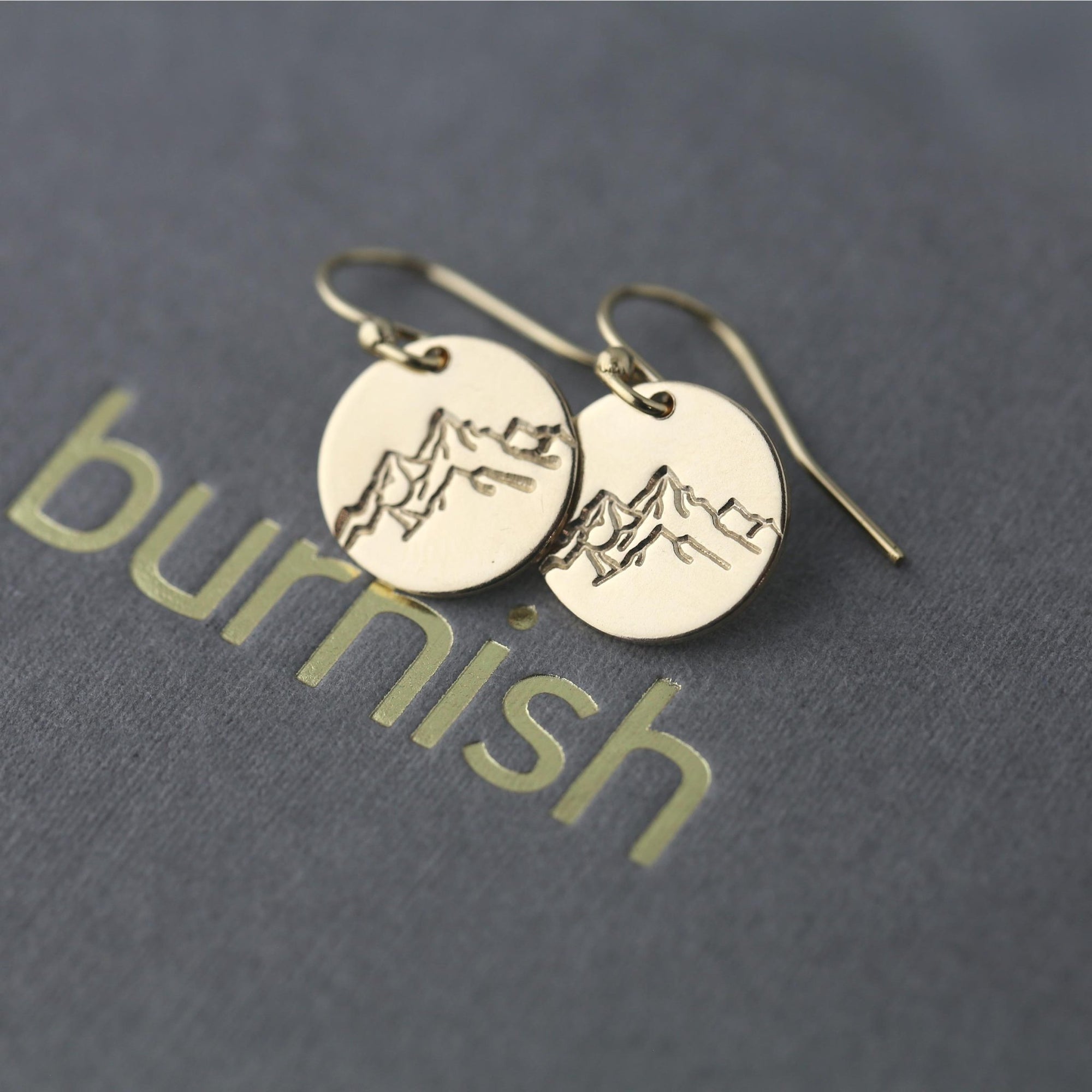 Gold Detailed Mountain Earrings jewelry handmade by Burnish