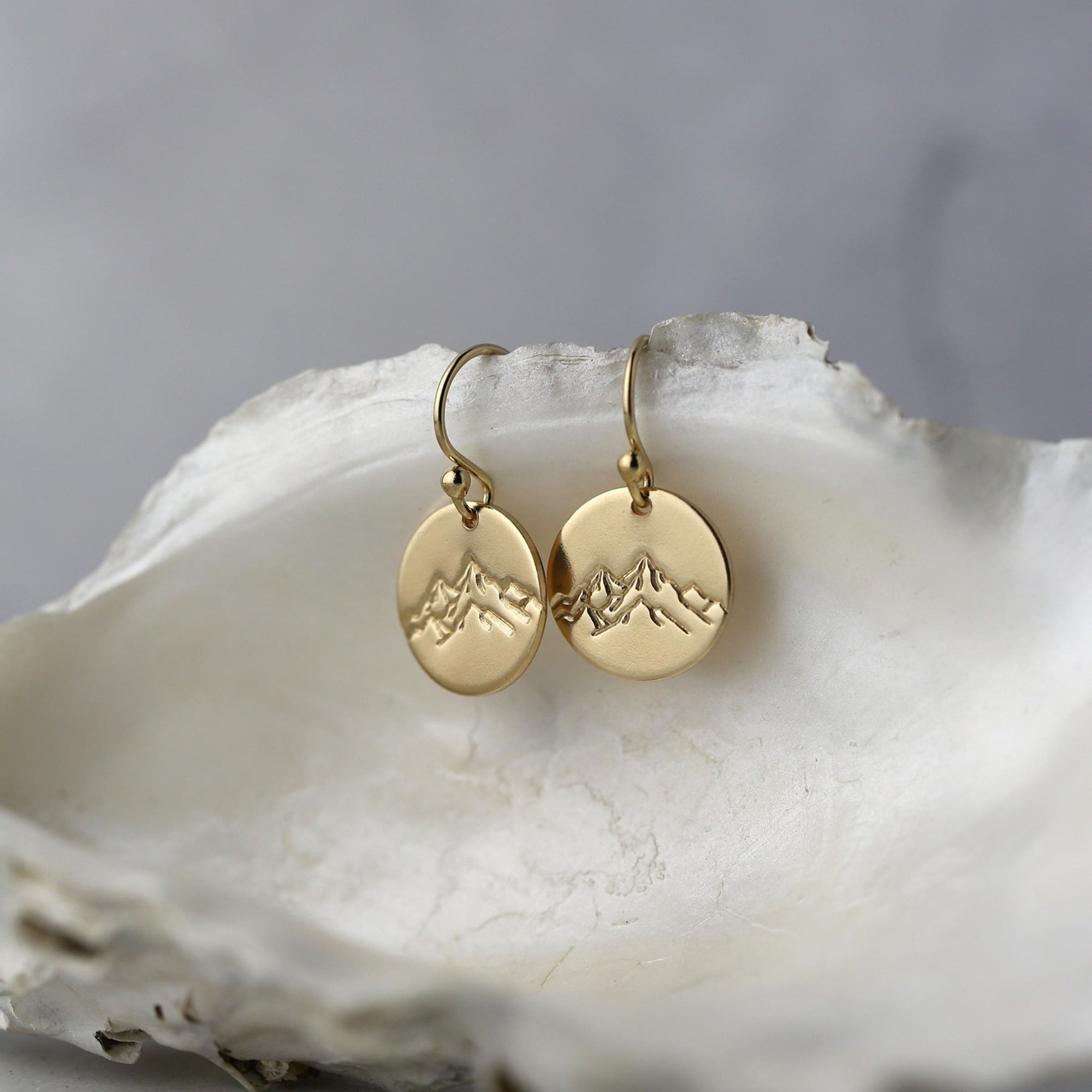 Gold Detailed Mountain Earrings jewelry handmade by Burnish