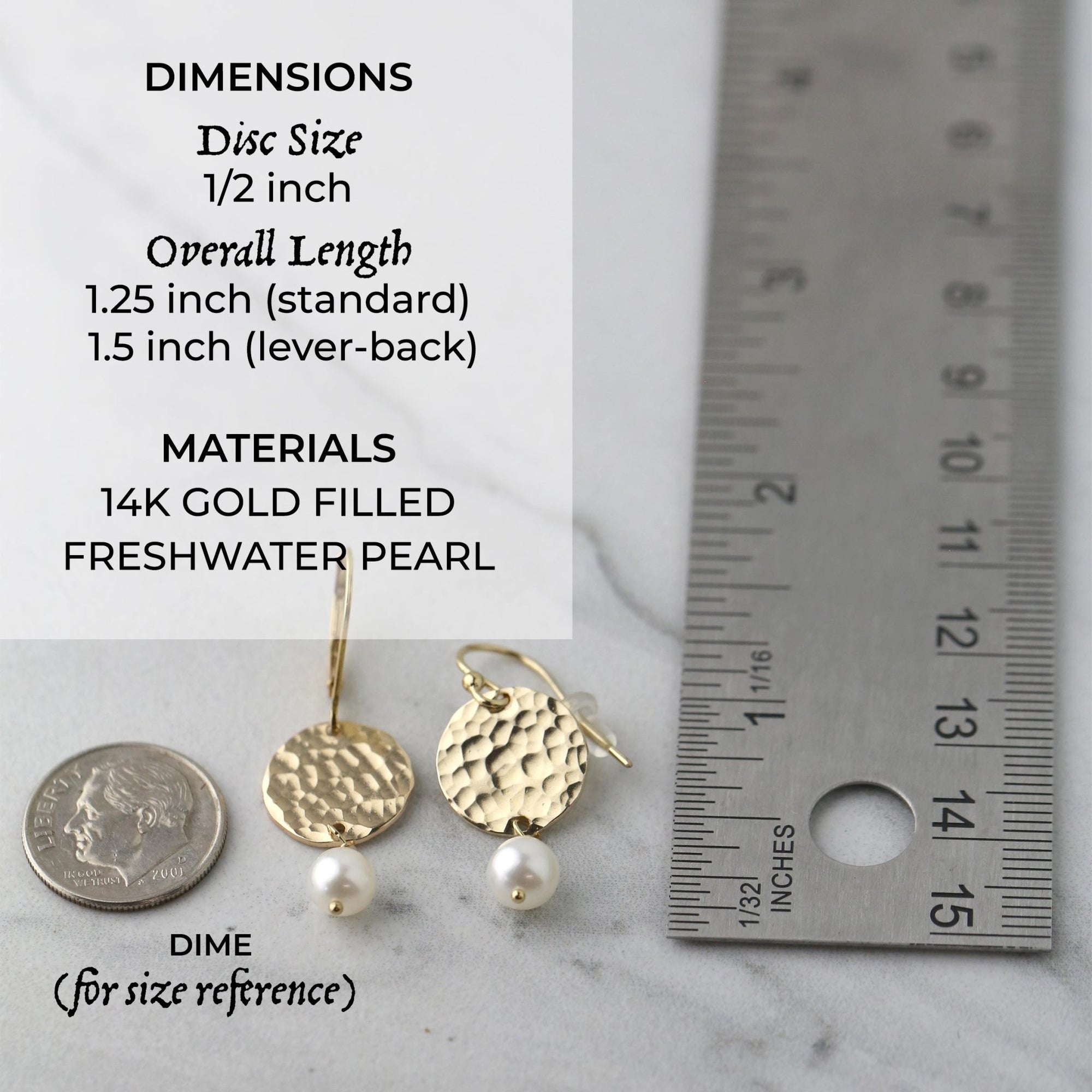 Gold Hammered Disc &amp; Pearl Earrings jewelry handmade by Burnish