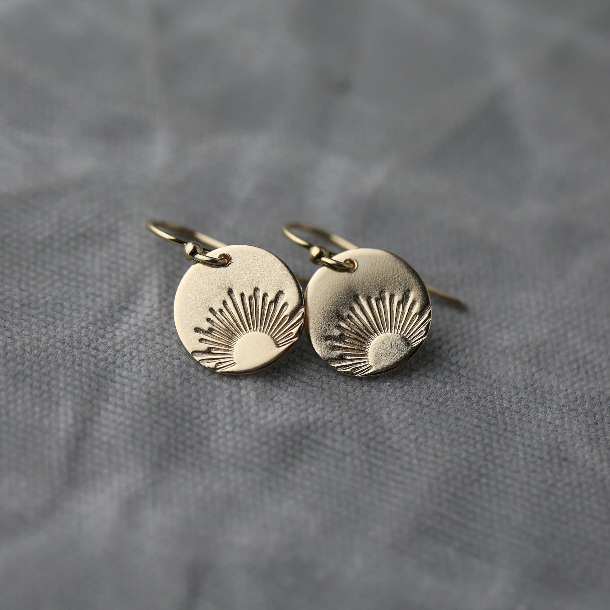 Gold Stamped Sunrise Earrings jewelry handmade by Burnish