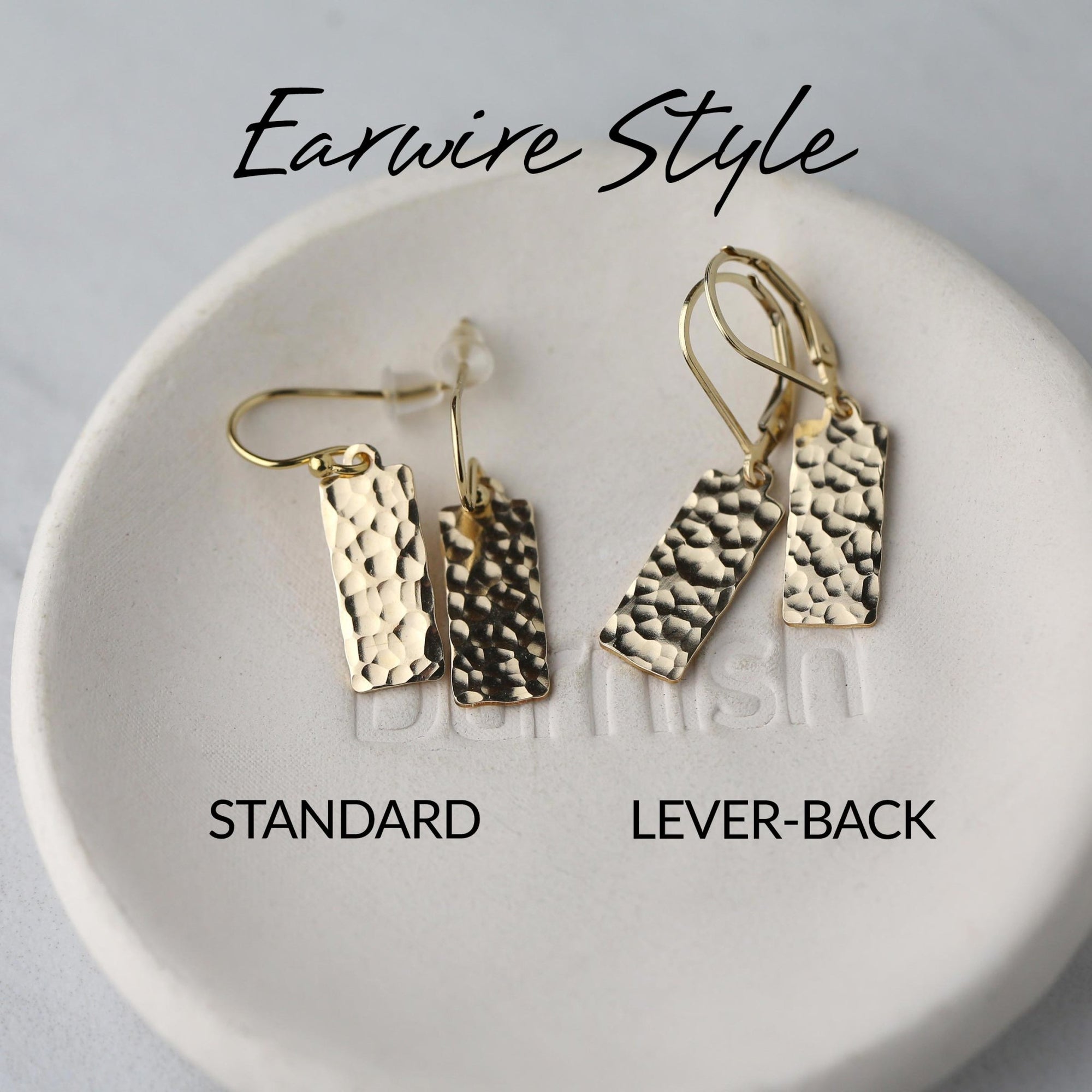 Hammered Gold Medium Tag Earrings jewelry handmade by Burnish