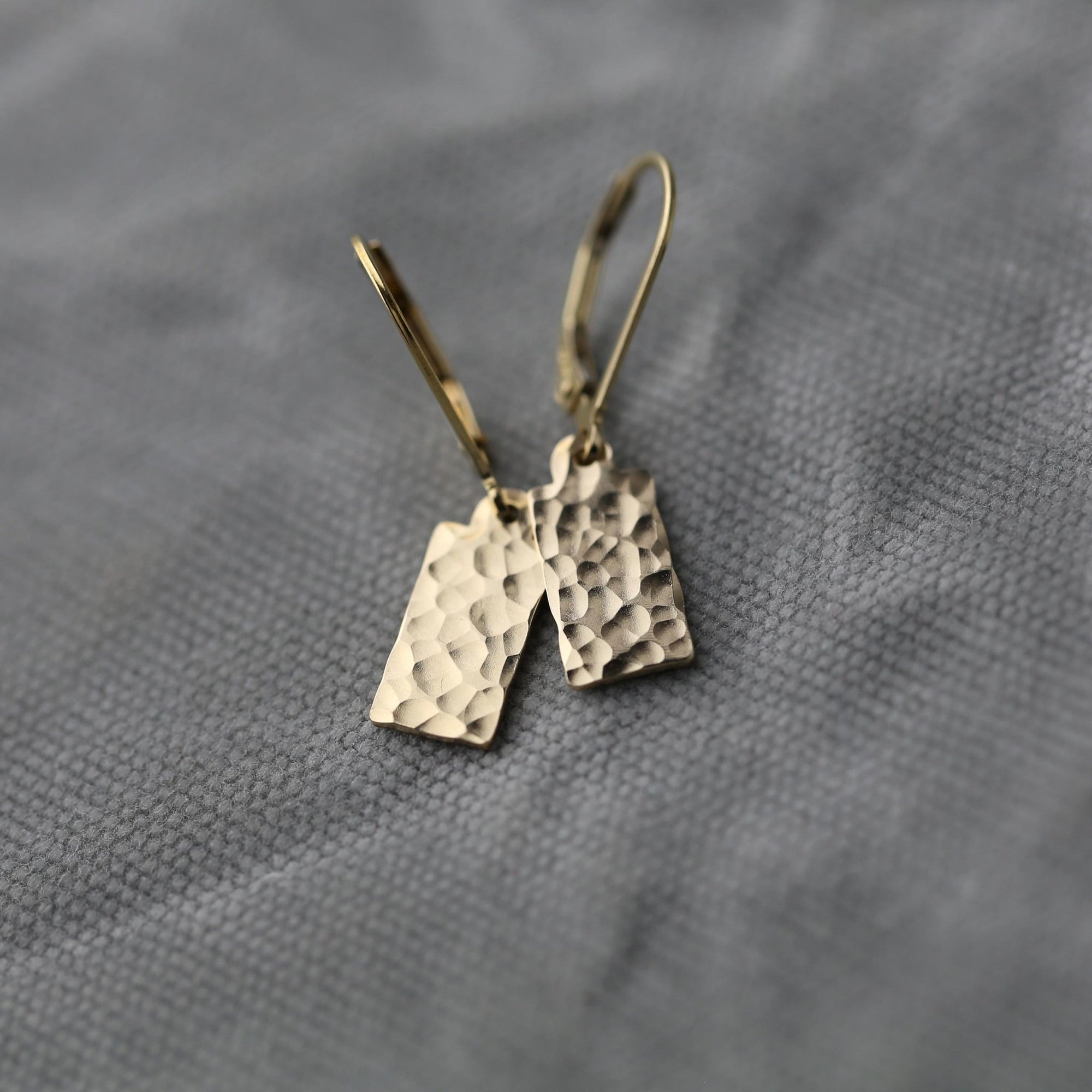 Hammered Gold Mini Tag Earrings jewelry handmade by Burnish