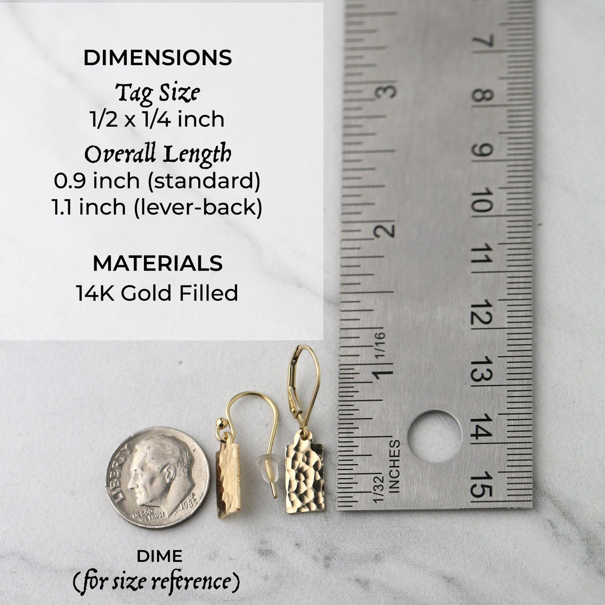 Hammered Gold Mini Tag Earrings jewelry handmade by Burnish