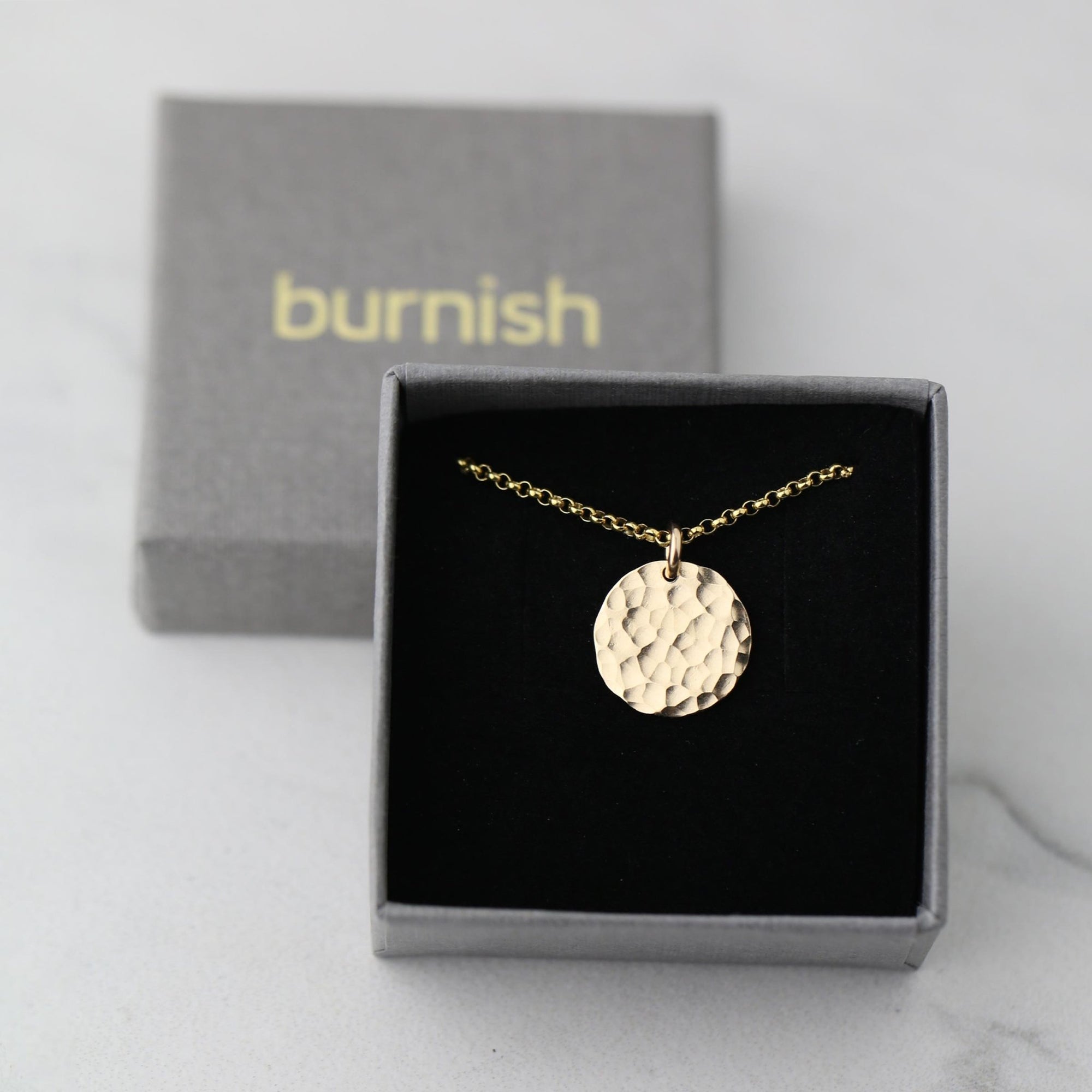 Hammered Medium Disc Necklace jewelry handmade by Burnish