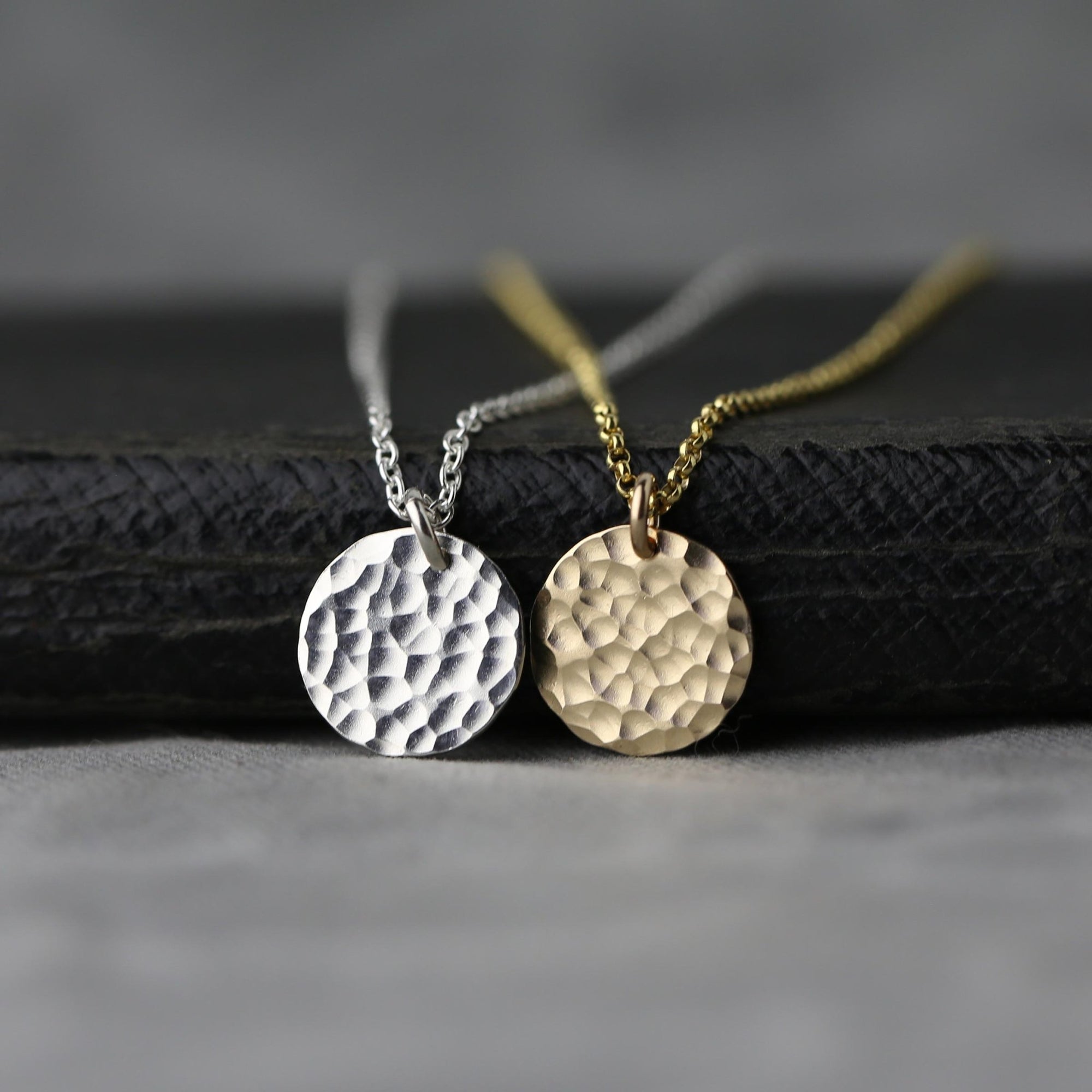 Hammered Medium Disc Necklace jewelry handmade by Burnish