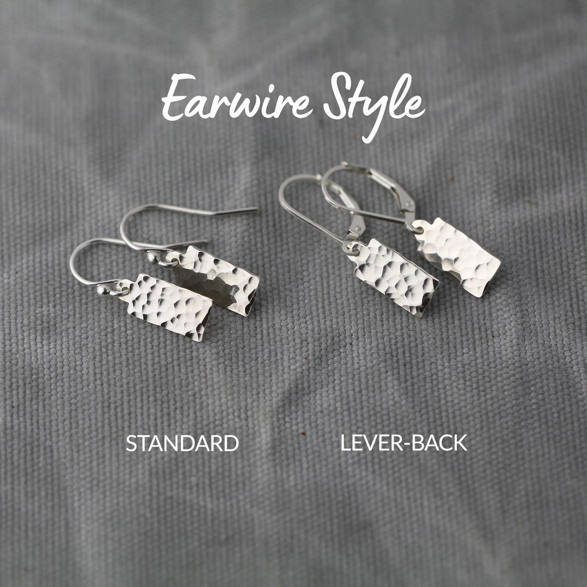 Hammered Silver Mini Tag Earrings jewelry handmade by Burnish