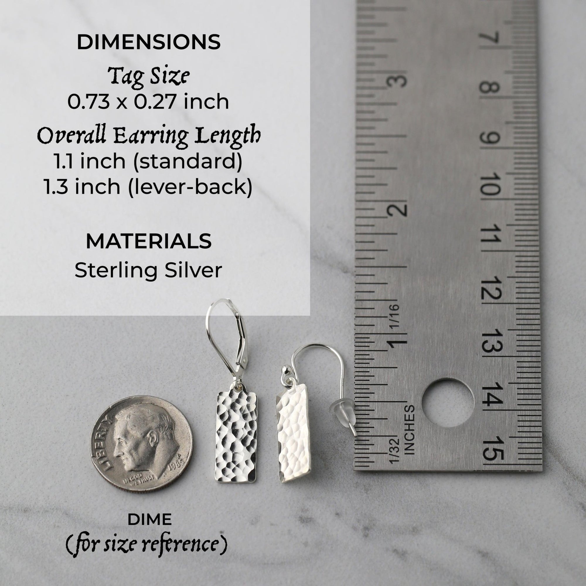 Hammered Silver Tag Earrings jewelry handmade by Burnish