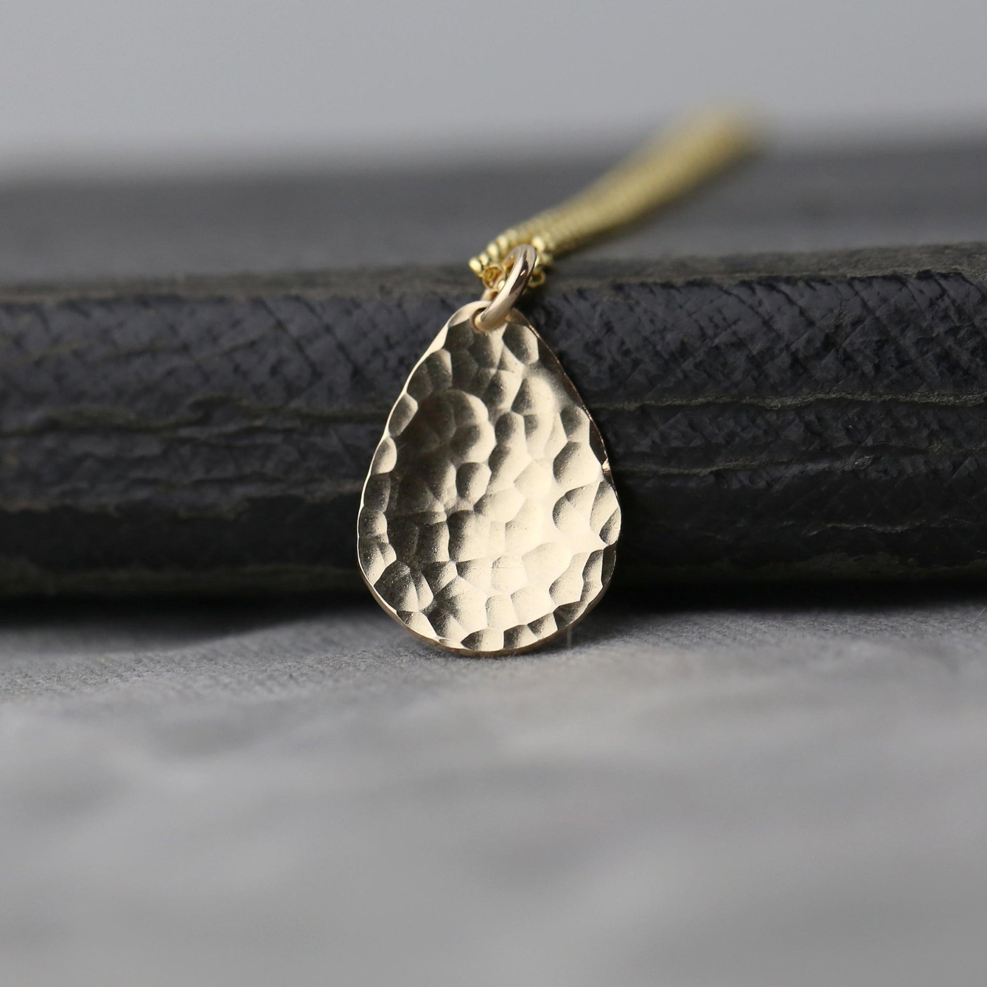 Hammered Teardrop Necklace jewelry handmade by Burnish
