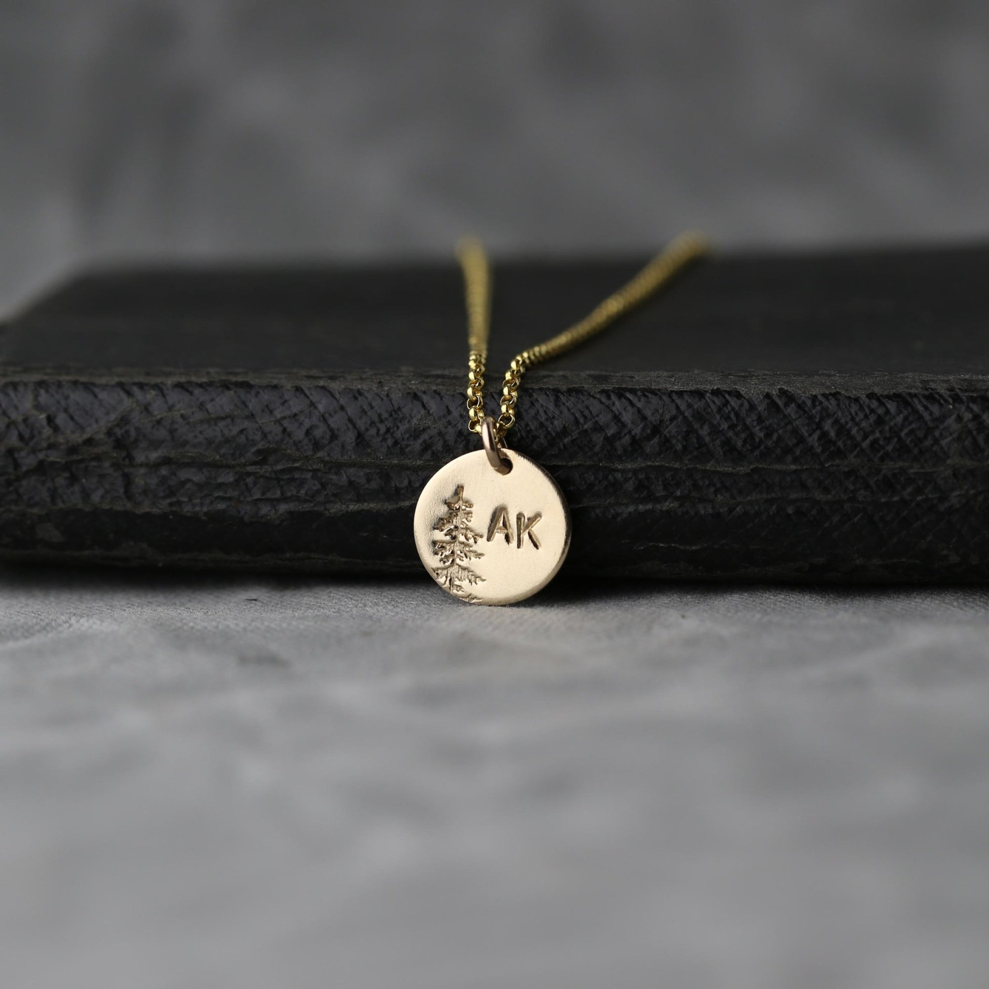 Hand Stamped Alaska Disc Necklace jewelry handmade by Burnish