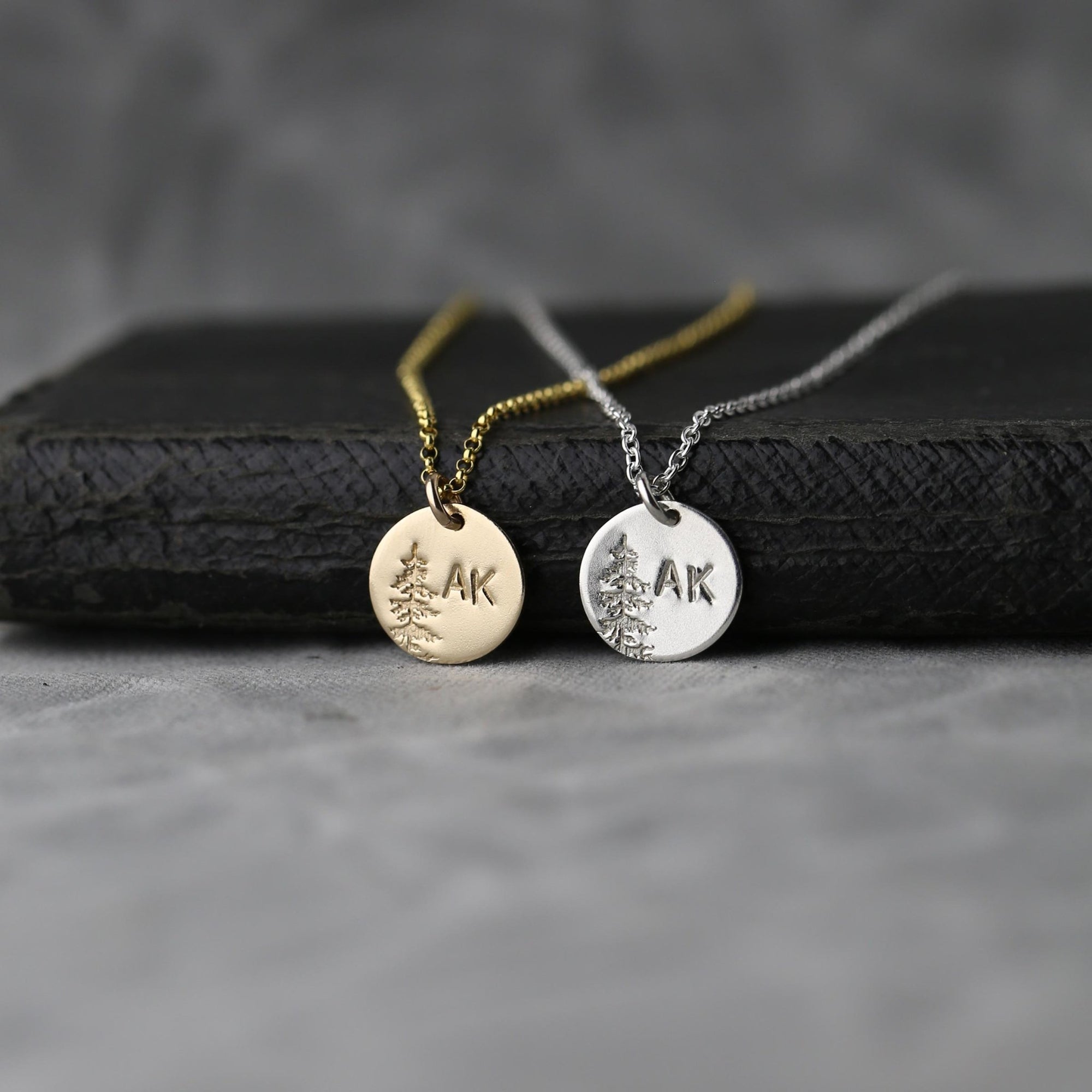 Hand Stamped Alaska Disc Necklace jewelry handmade by Burnish