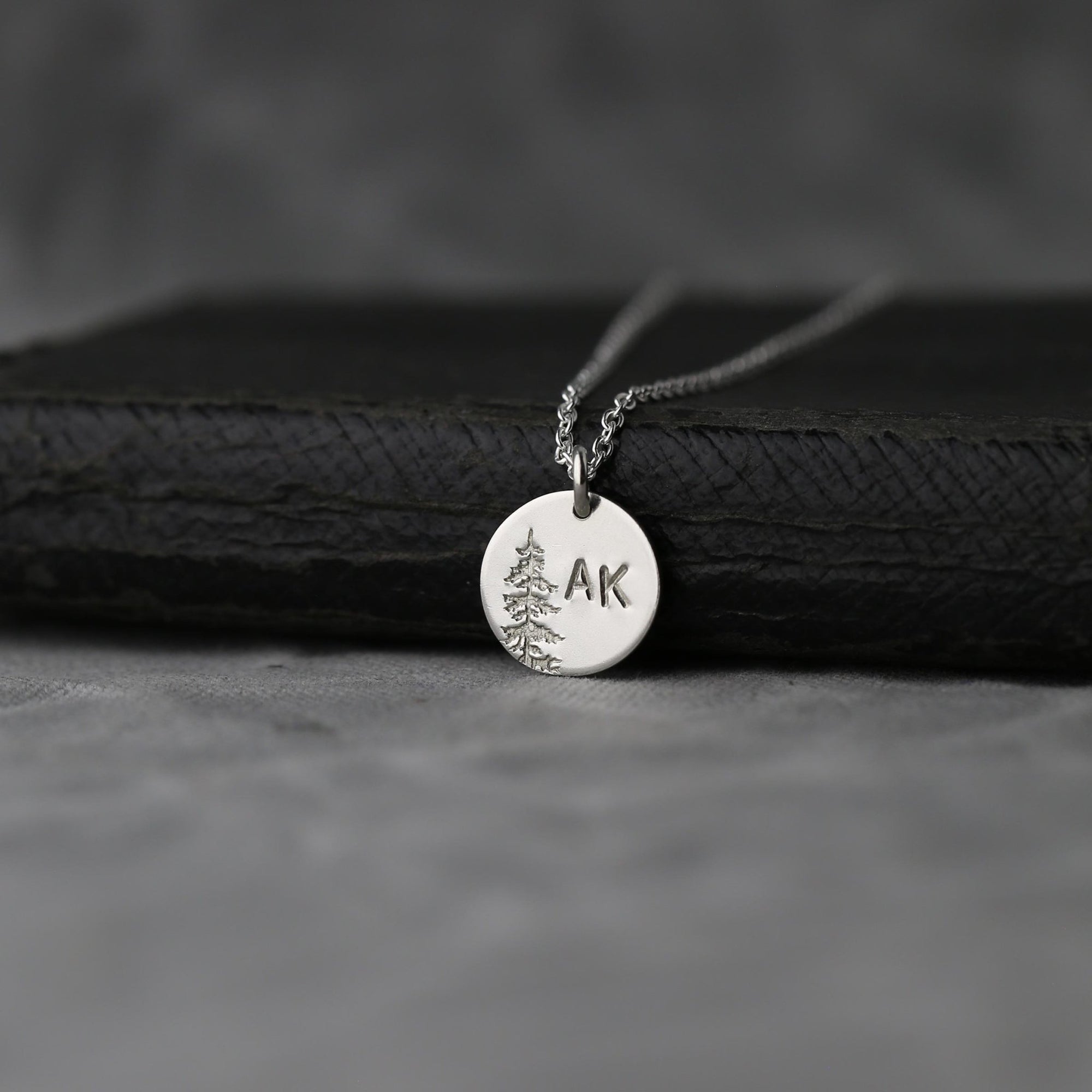 Hand Stamped Alaska Disc Necklace jewelry handmade by Burnish