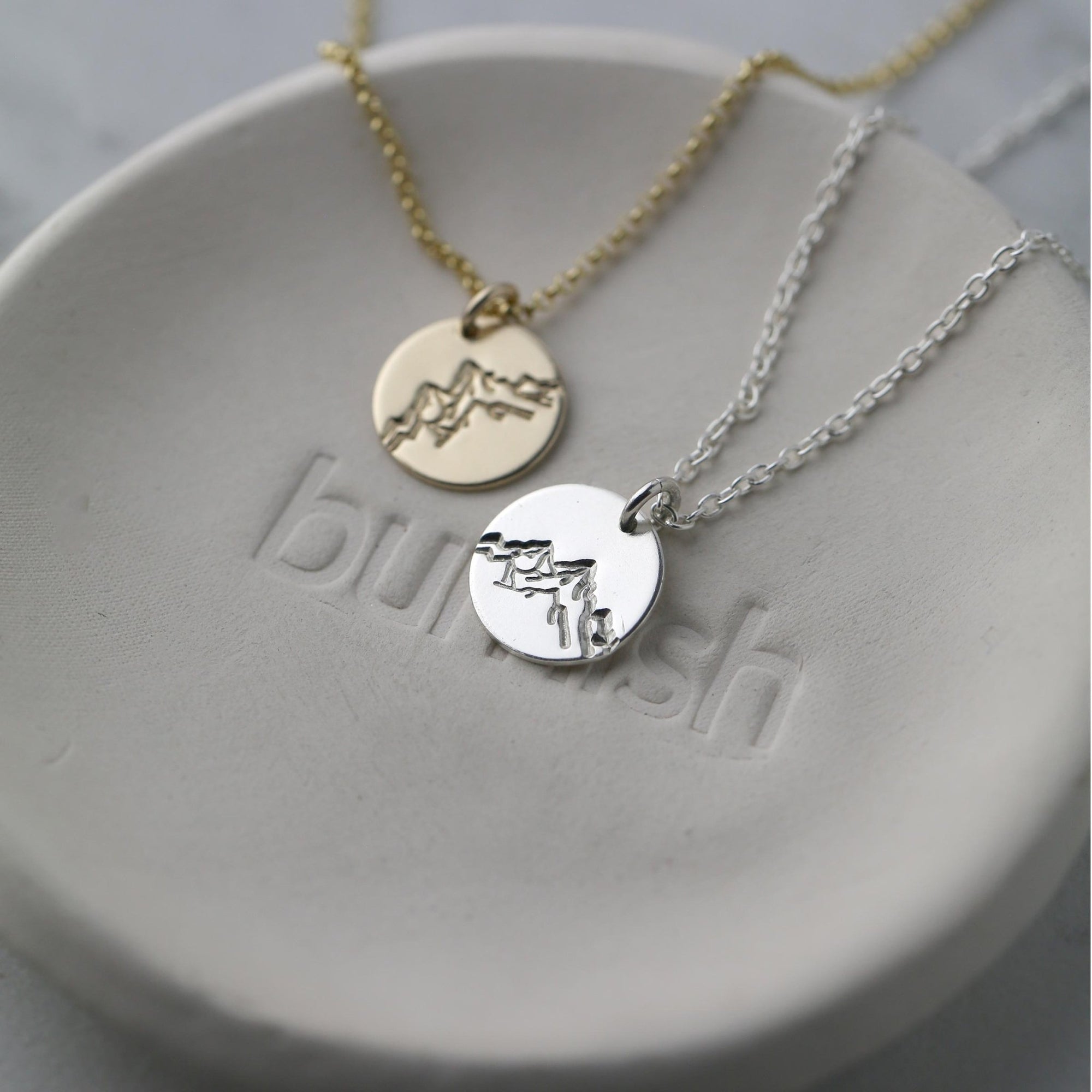 Hand Stamped Detailed Mountain Necklace jewelry handmade by Burnish