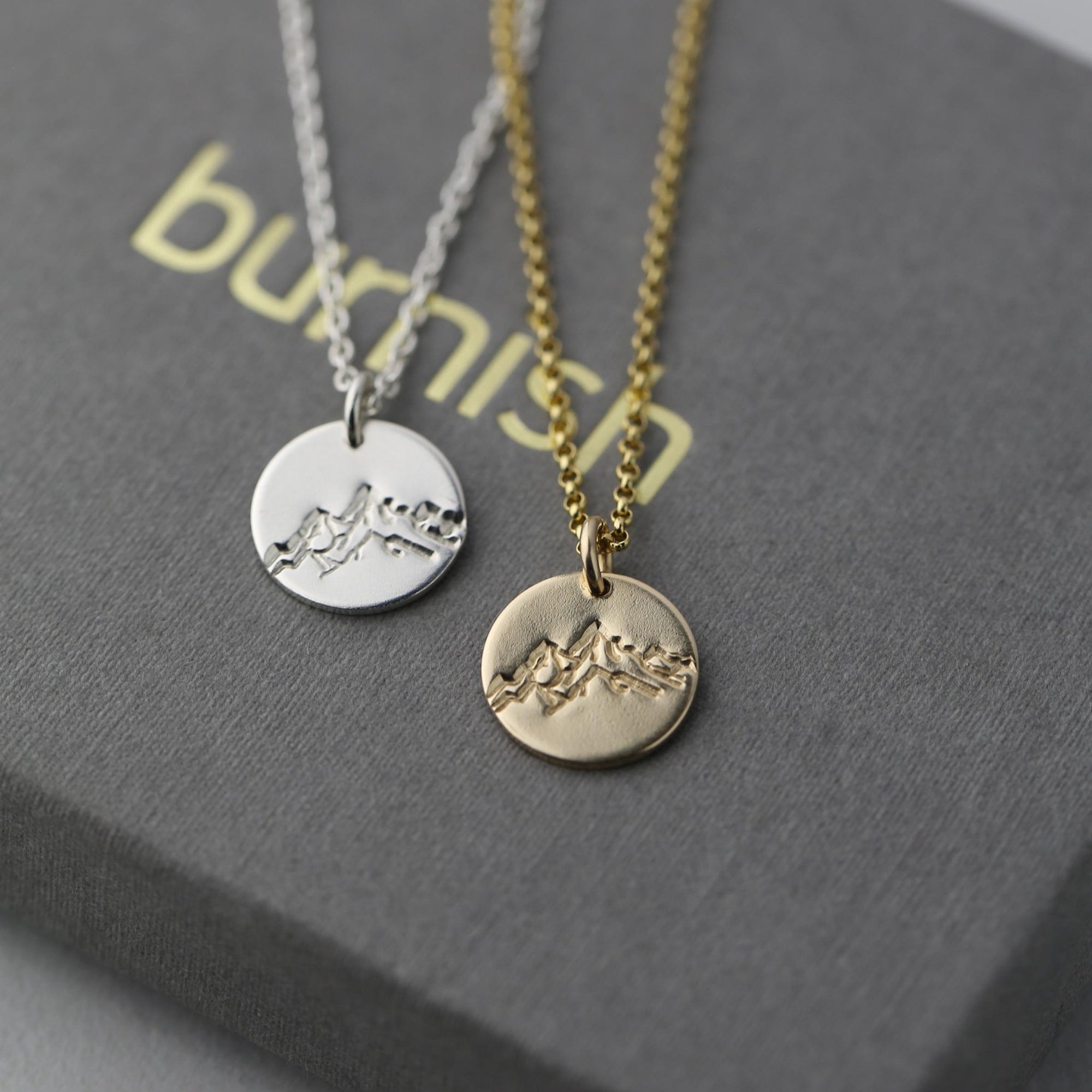 Hand Stamped Detailed Mountain Necklace jewelry handmade by Burnish