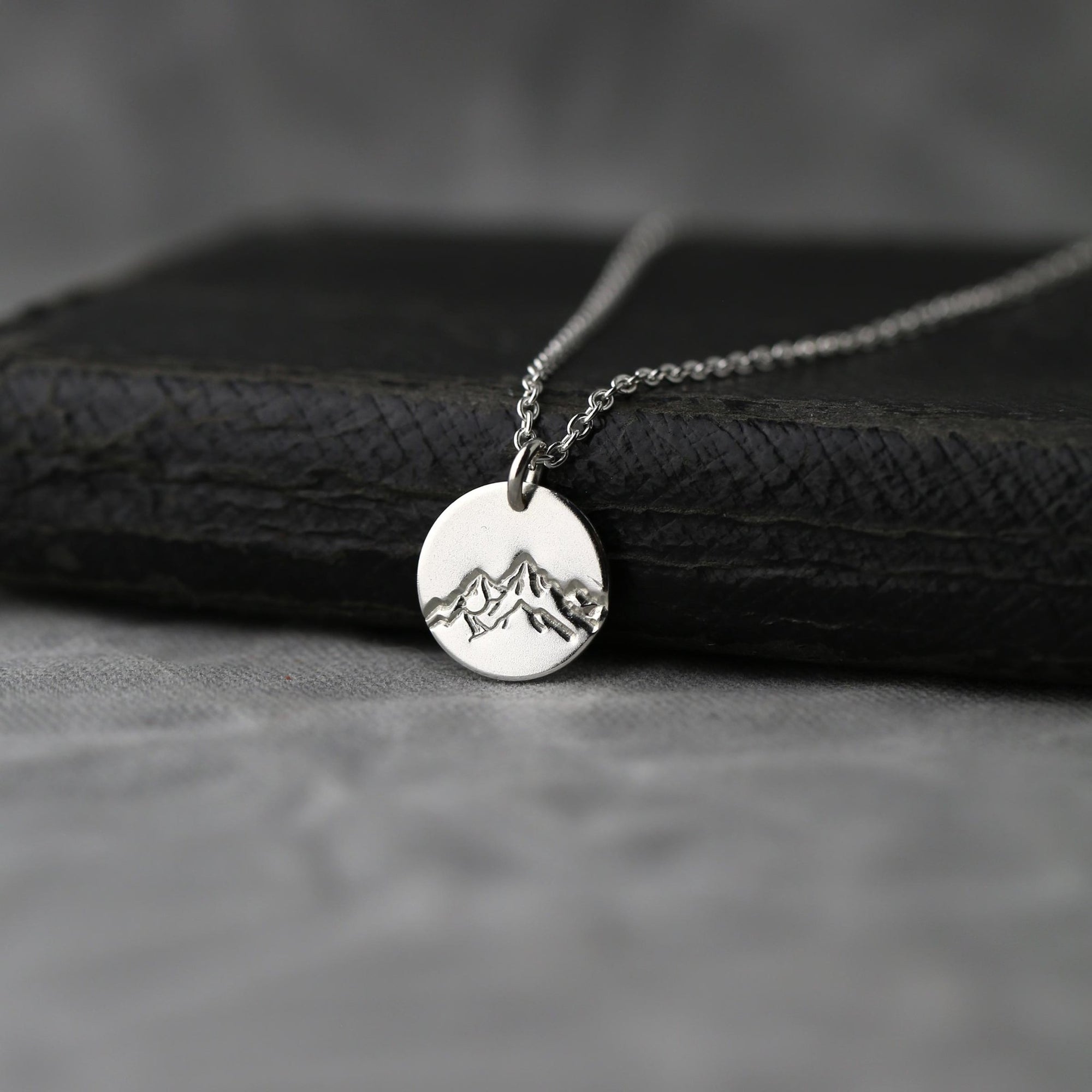 Hand Stamped Detailed Mountain Necklace jewelry handmade by Burnish