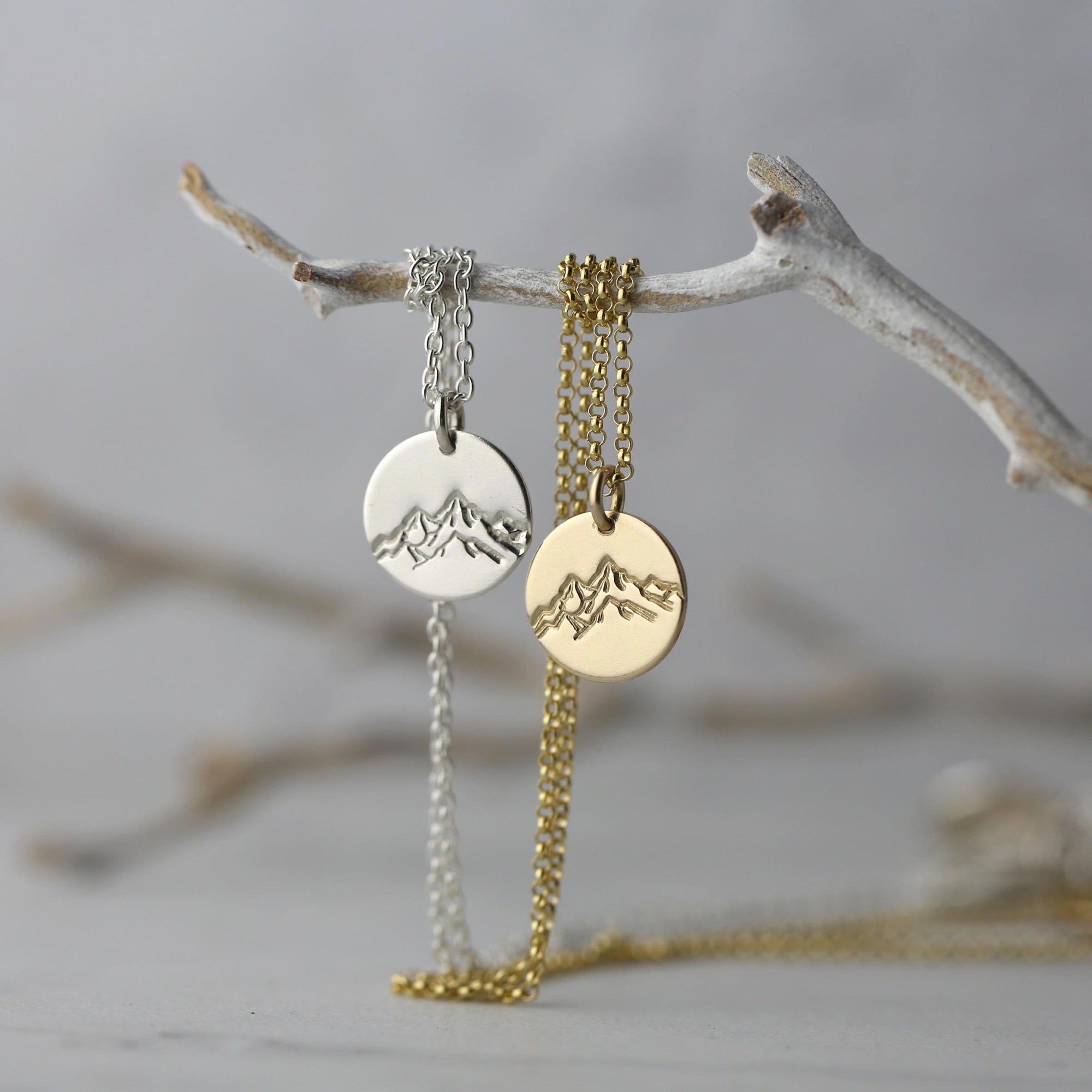 Hand Stamped Detailed Mountain Necklace jewelry handmade by Burnish