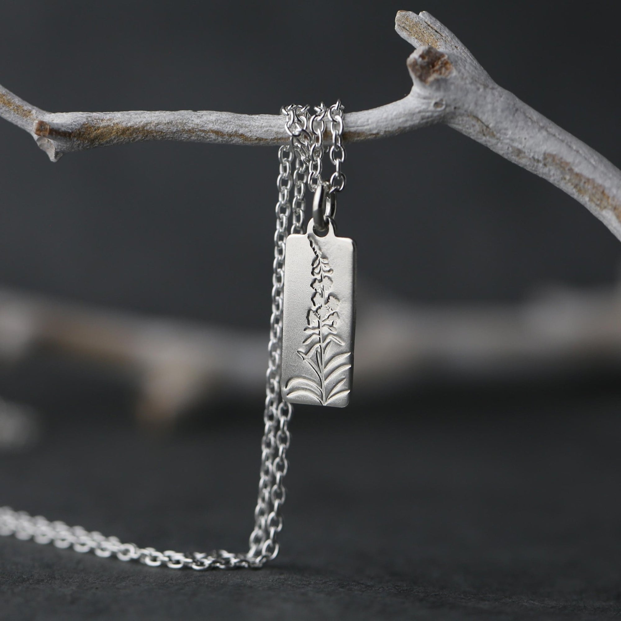 Hand Stamped Silver Botanical Necklace jewelry handmade by Burnish