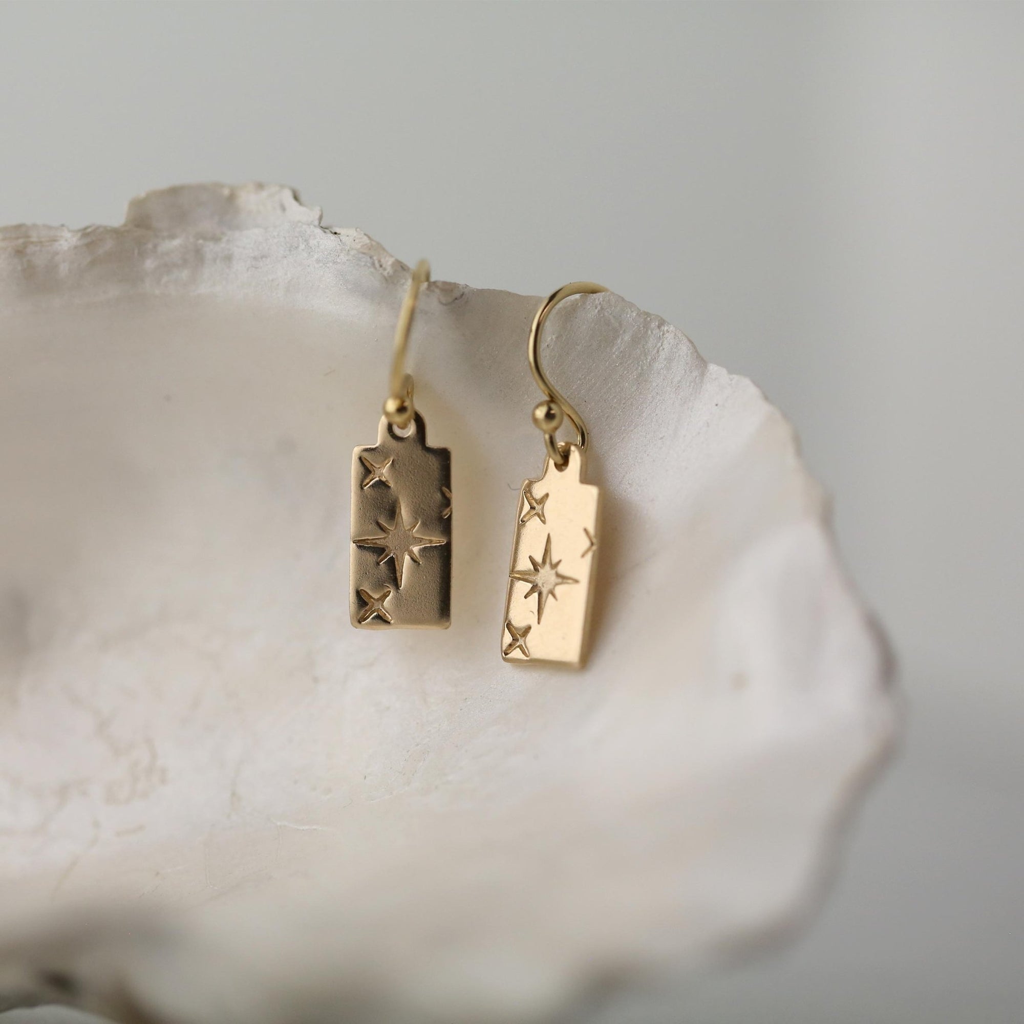 Mini Celestial Gold Star Earrings jewelry handmade by Burnish