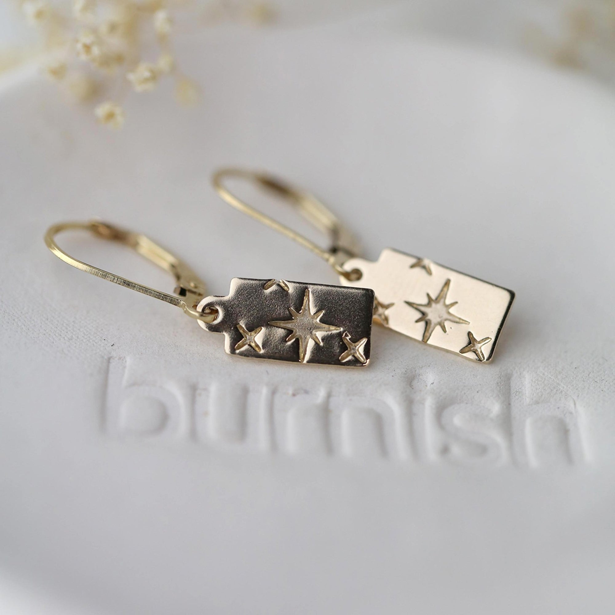 Mini Celestial Gold Star Earrings jewelry handmade by Burnish