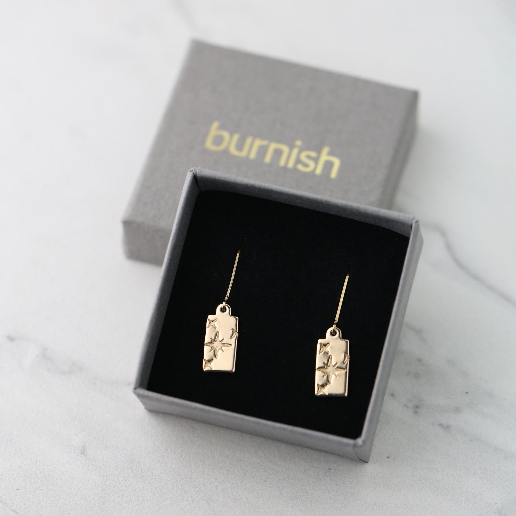 Mini Celestial Gold Star Earrings jewelry handmade by Burnish
