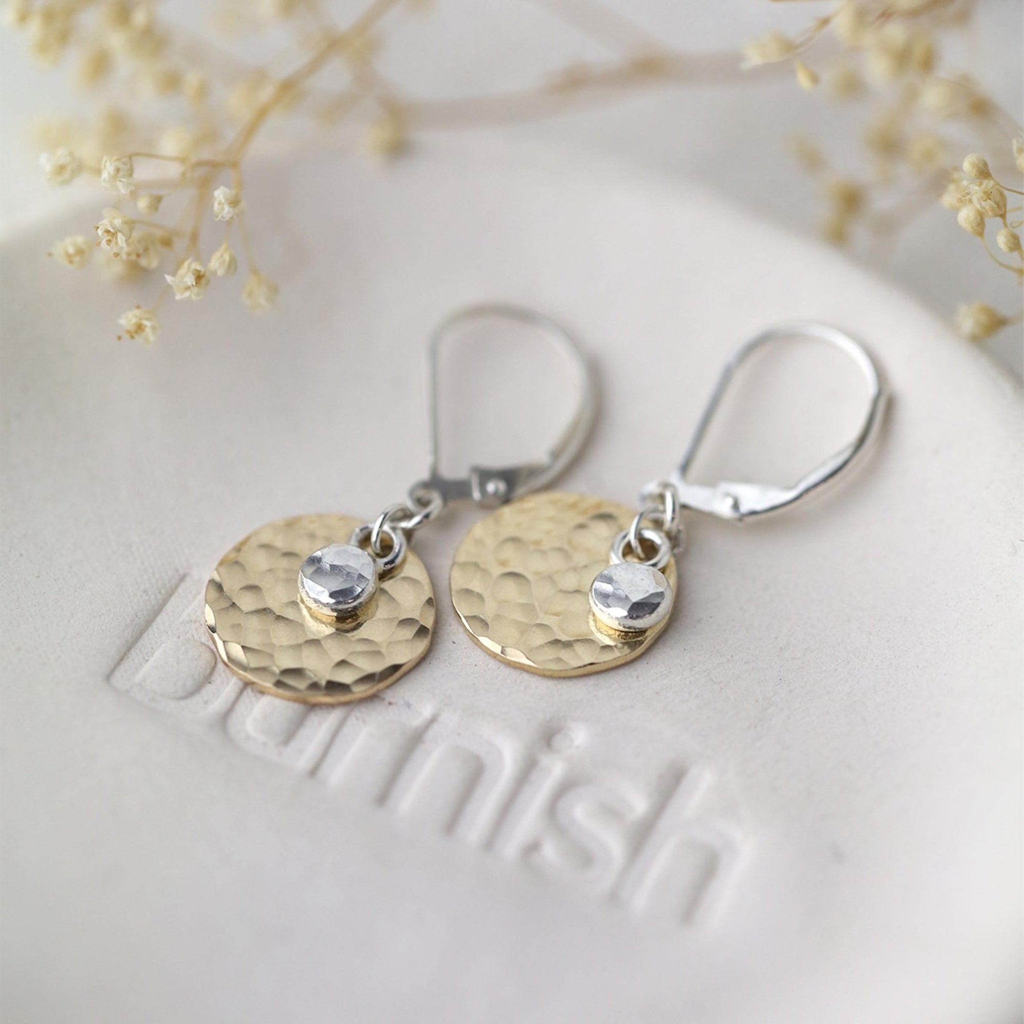 Mixed Metal Disc &amp; Dot Earrings jewelry handmade by Burnish