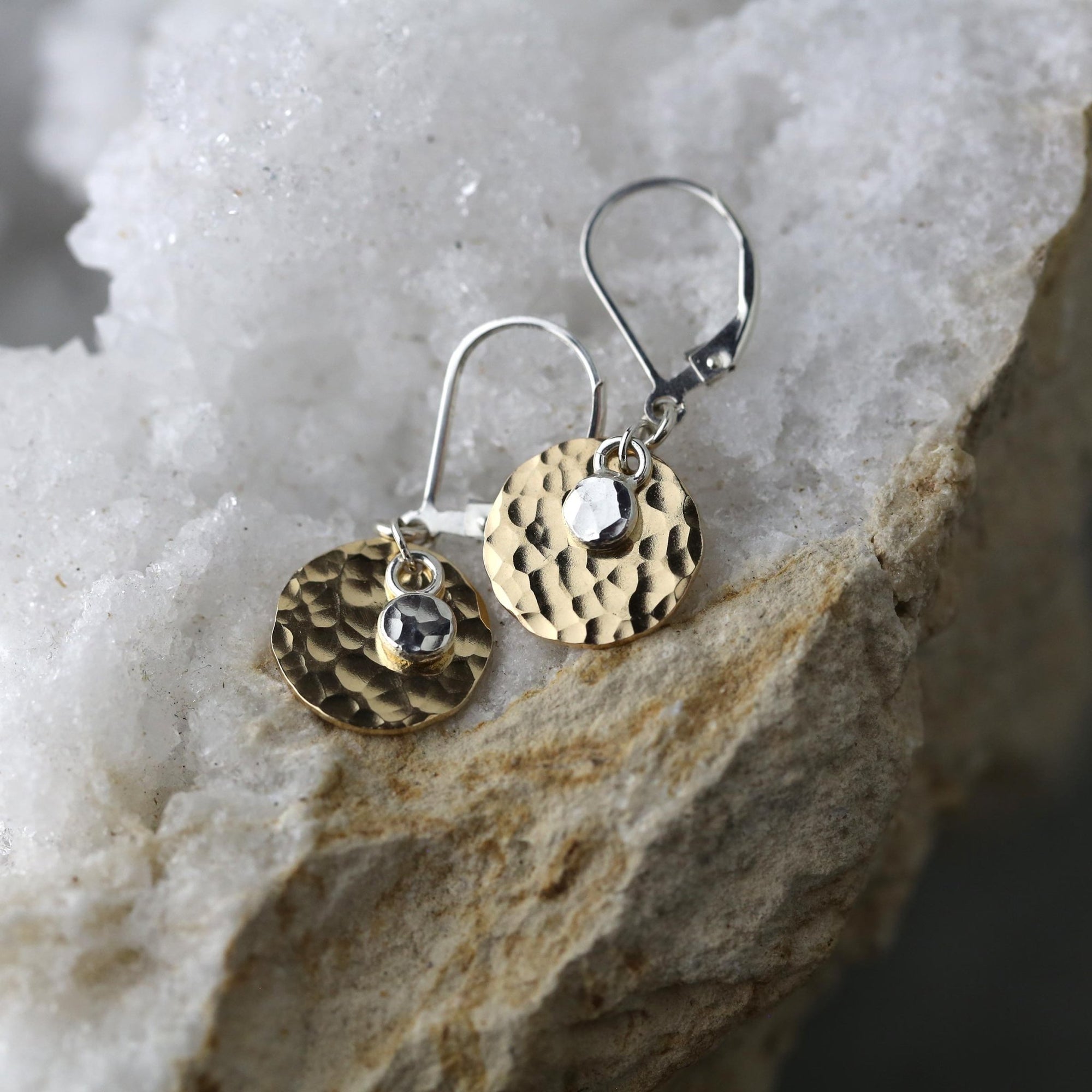 Mixed Metal Disc &amp; Dot Earrings jewelry handmade by Burnish