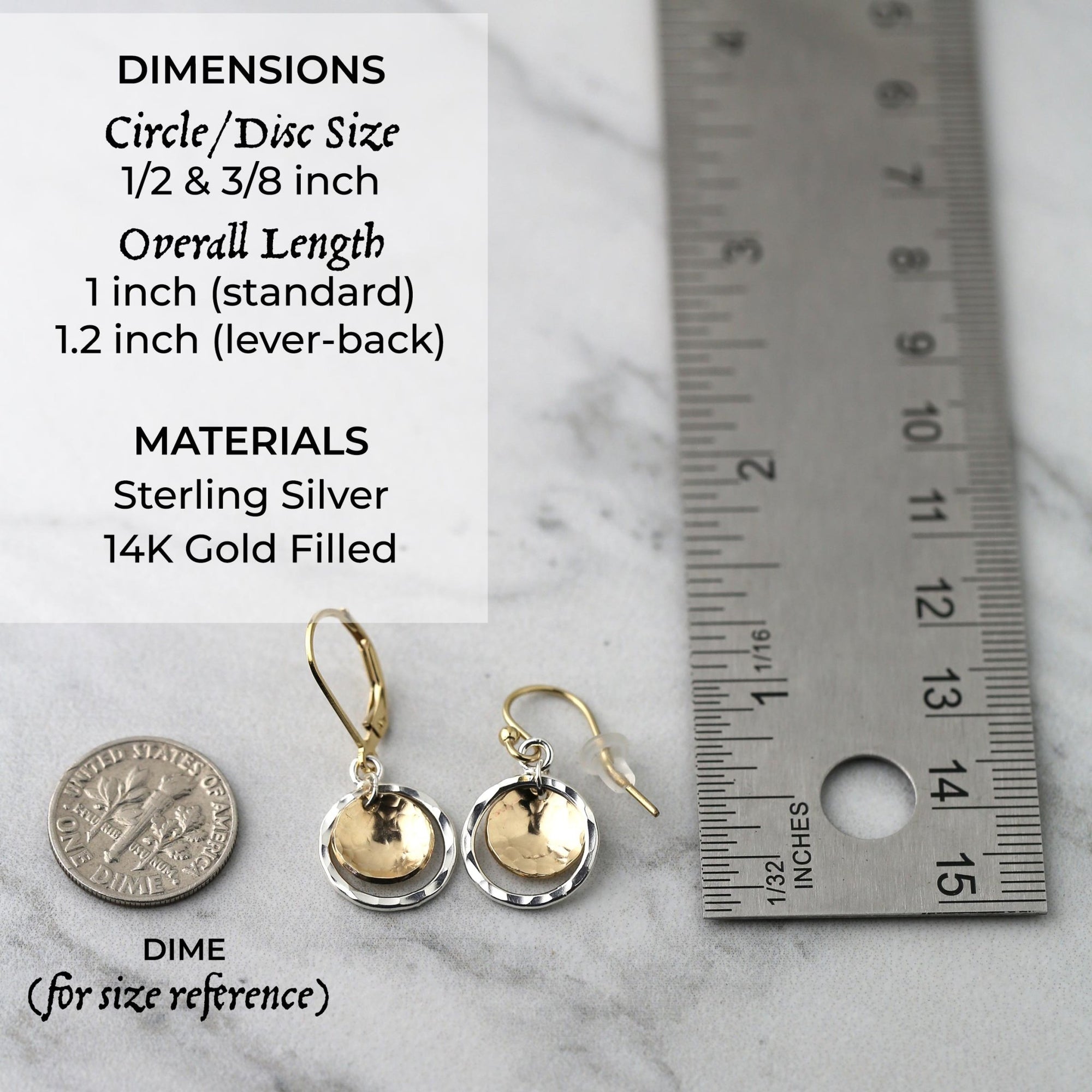 Mixed Metal Domed Disc and Circle Earrings jewelry handmade by Burnish