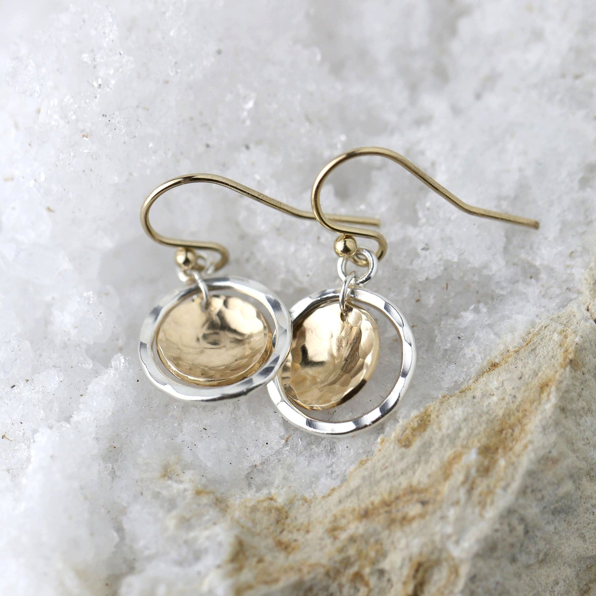 Mixed Metal Domed Disc and Circle Earrings jewelry handmade by Burnish